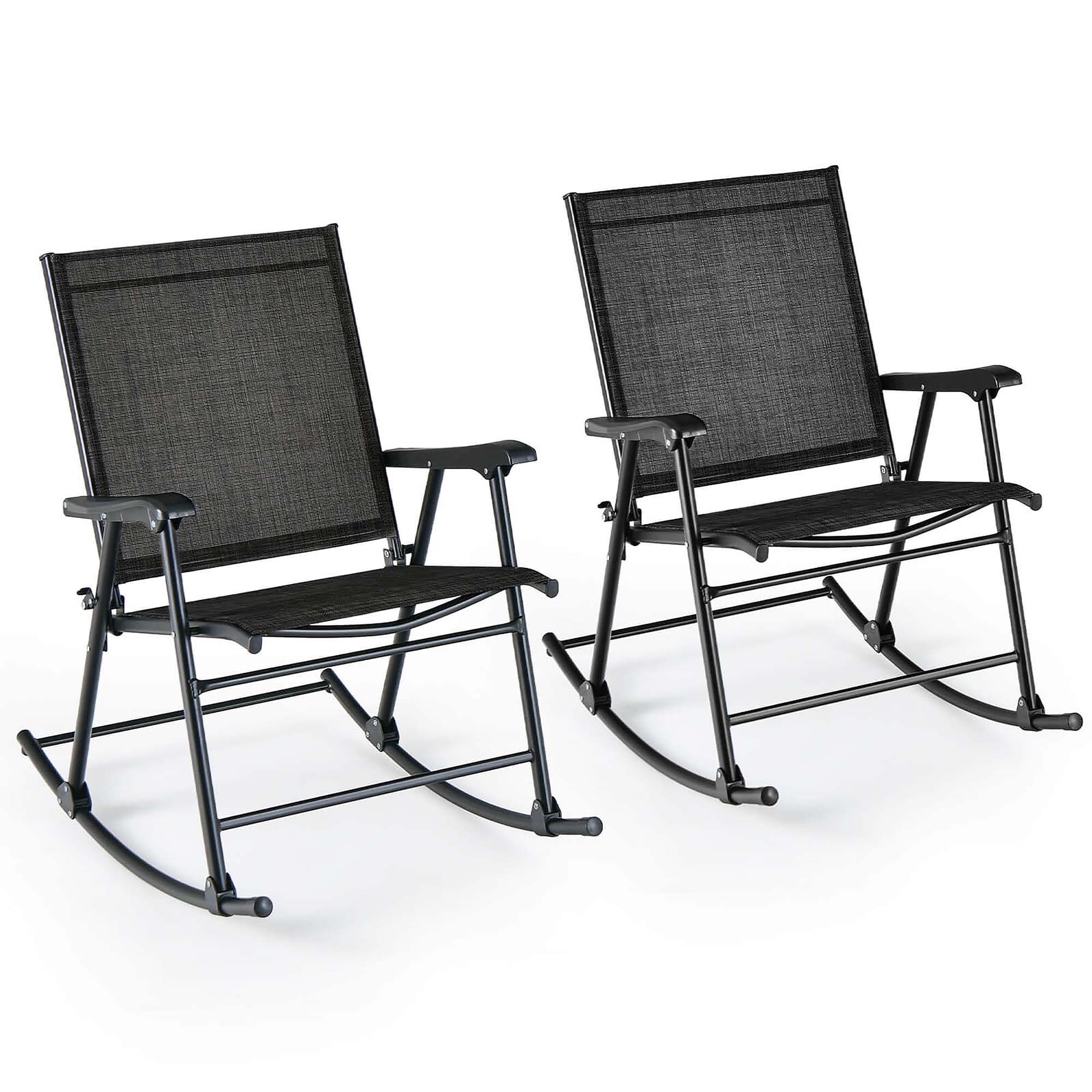 Costway HCST05405 Set of 2 Black Metal Frame Rocking Chair with Mesh Seat
