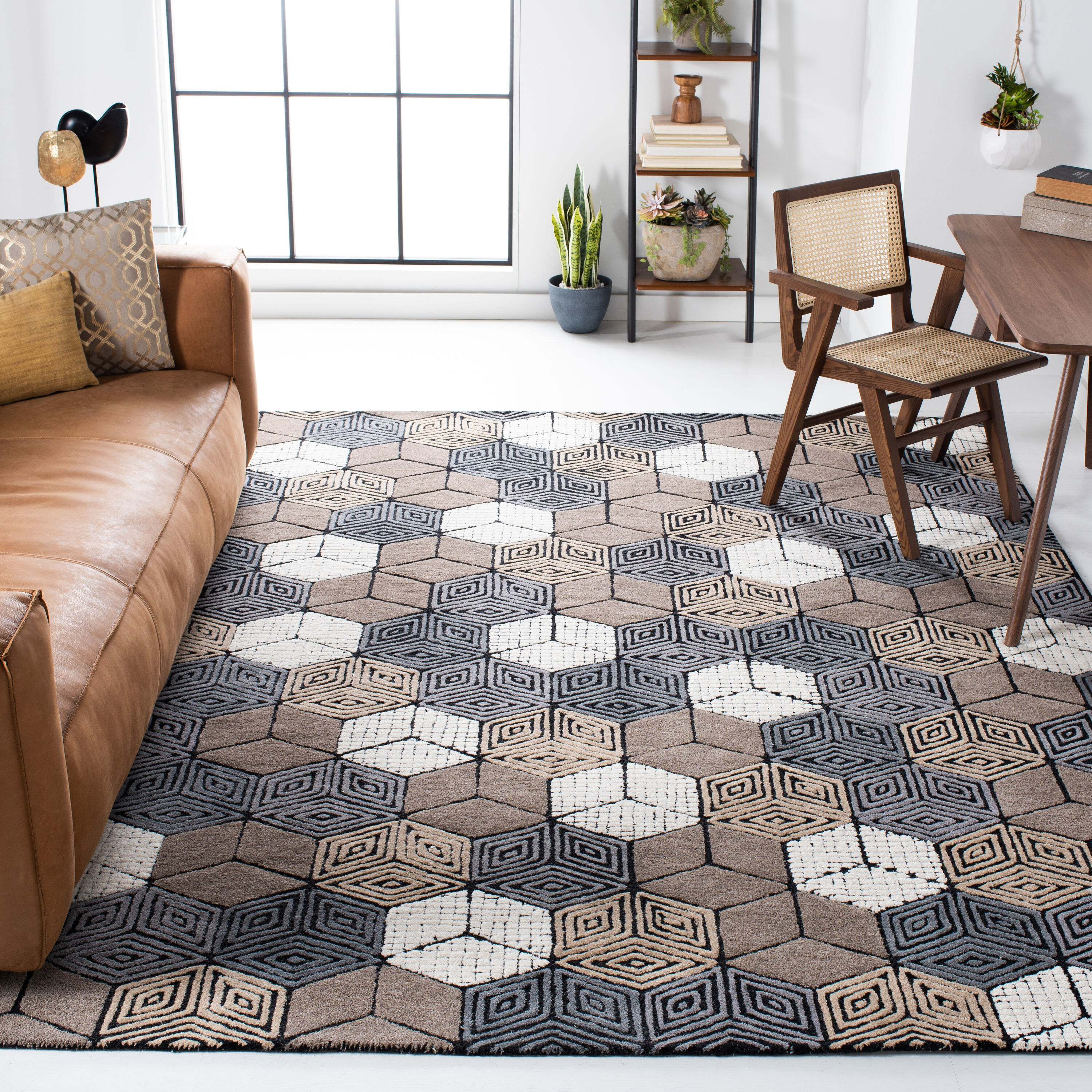  Fifth Avenue 130 Ivory/Gray Contemporary 8ft x 10ft Large Rectangle Rug