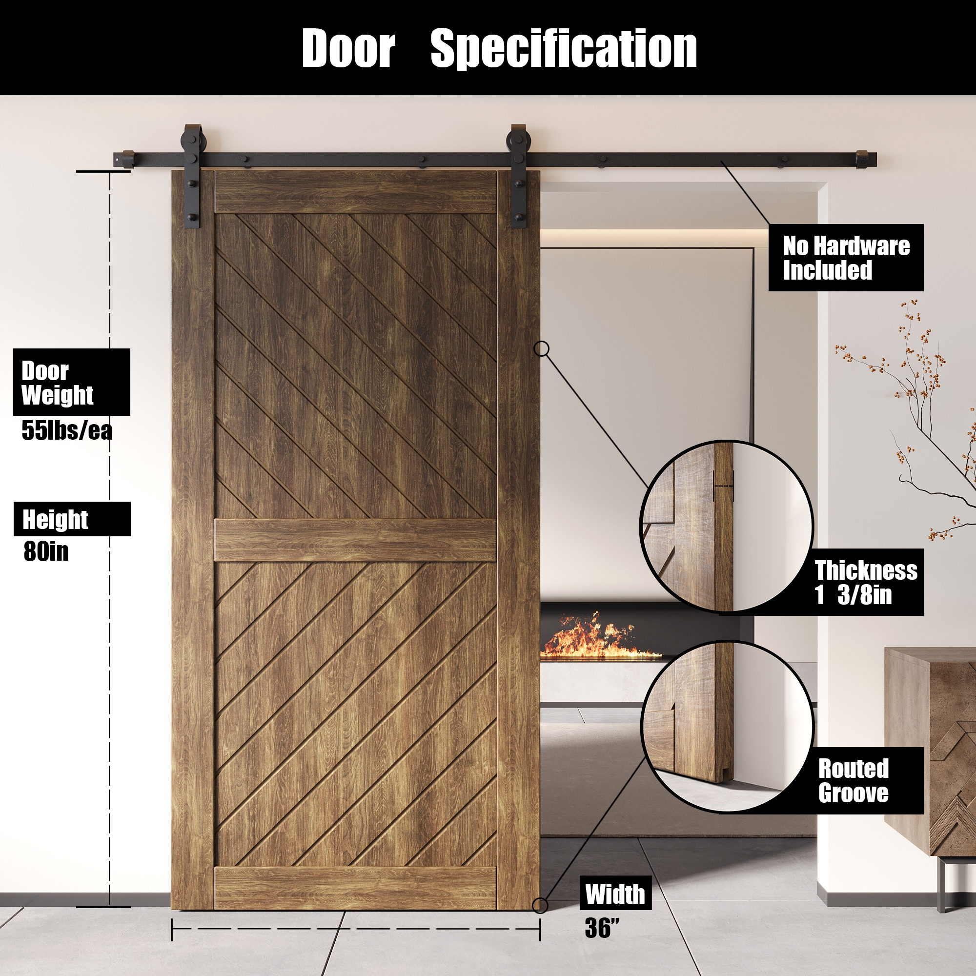 HOMACER XT4-3680-WA Barn-Doors - View #2