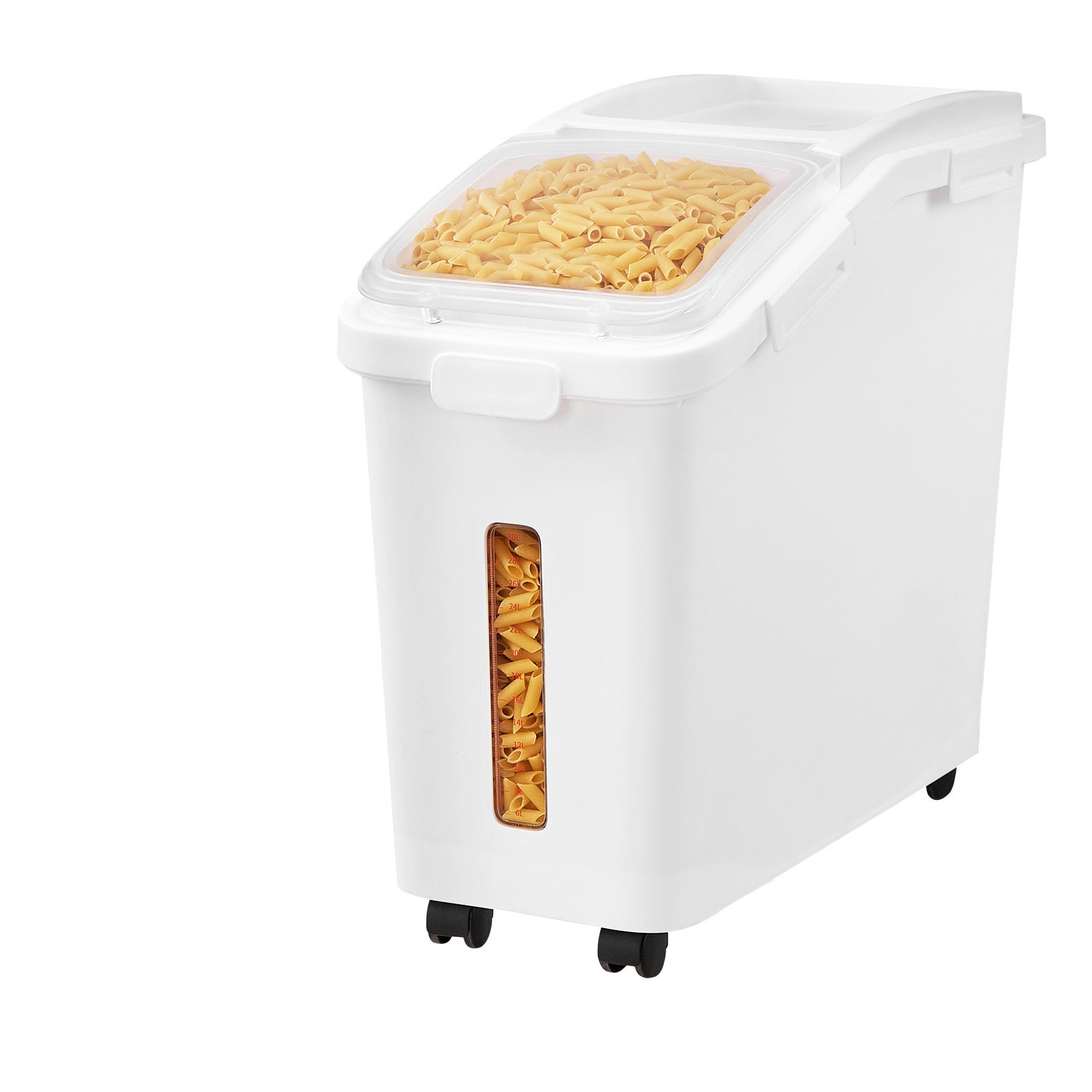 Tinyhomie Ingredient Storage Bin 11.4 Gallon Capacity Shelf Ingredient Bin 280 Cup Flour Bins on Wheels Commercial Prosave Shelf-storage Ingredient Bin with Lid and Scoop Rice Bin for Kitchen White #LW-JA-P452078T3