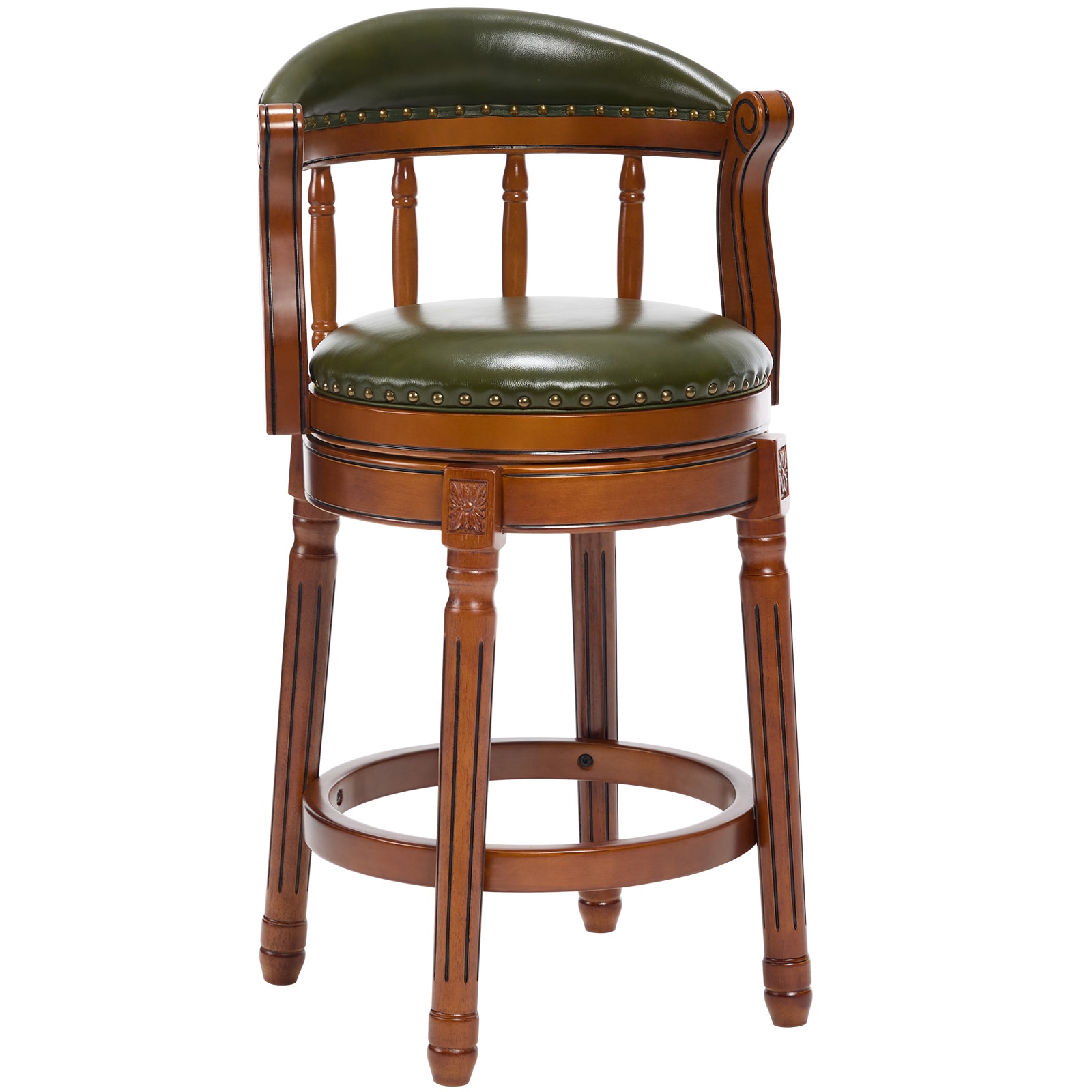 Blisstyle - Green 26-in H Bar height Upholstered Swivel Wood Bar Stool
