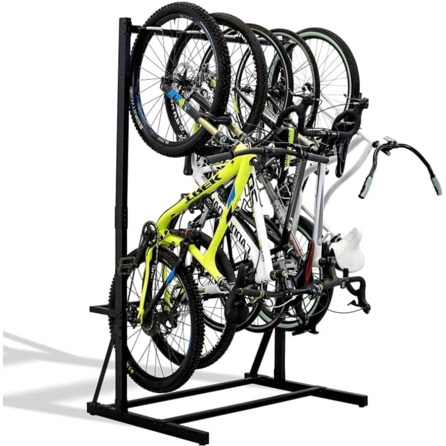 GAOMON Freestanding Vertical Bike Rack - Adjustable Bicycle Storage Stand for 5 Bikes - Space Saving Design with 300 lbs Capacity
