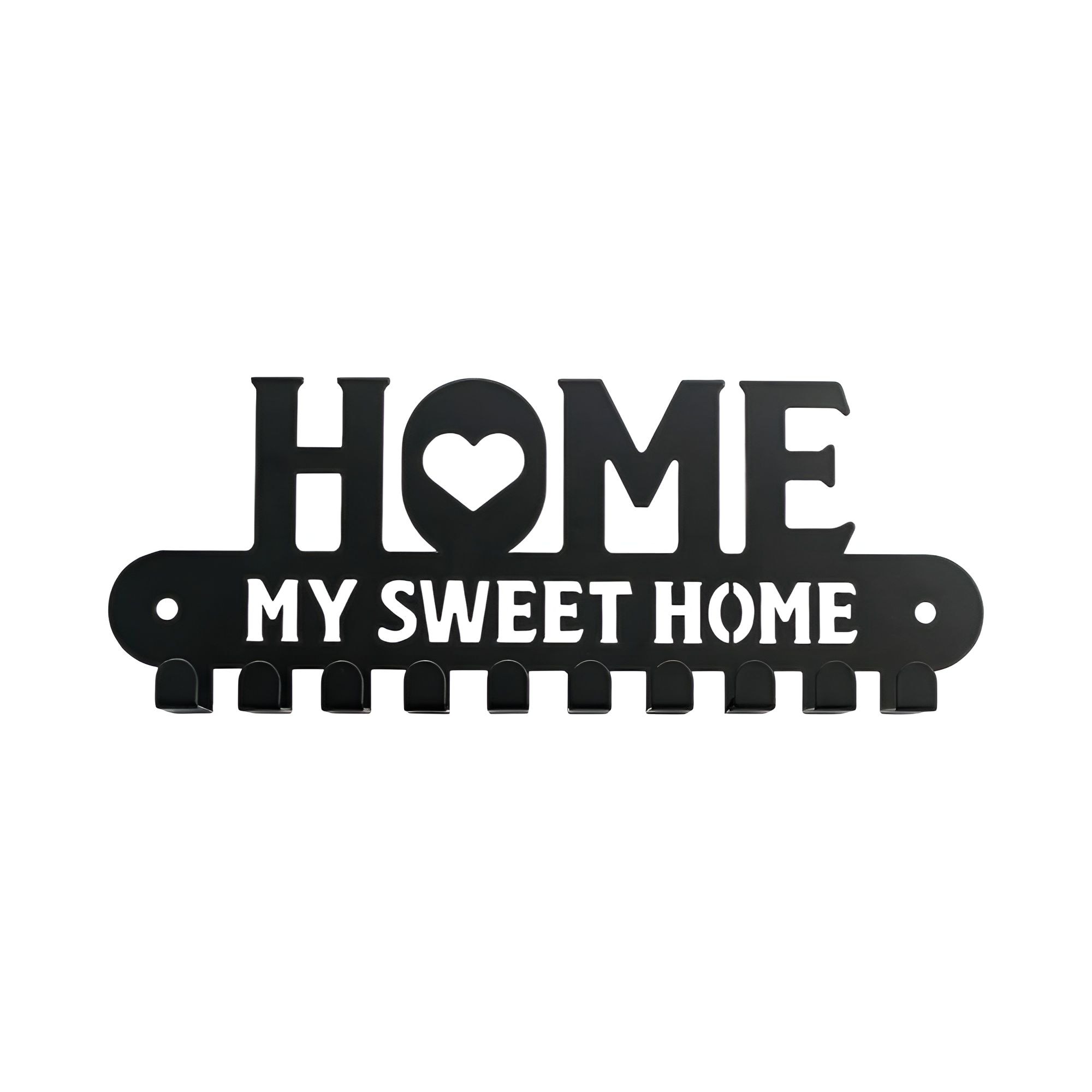 Slickblue 1Pc 10 Hook Black HOME MY SWEET HOME Decorative Wall Hook for Entryway Bedroom Bathroom Hallway and Kids Room 10.24 in W x 3.94 in H