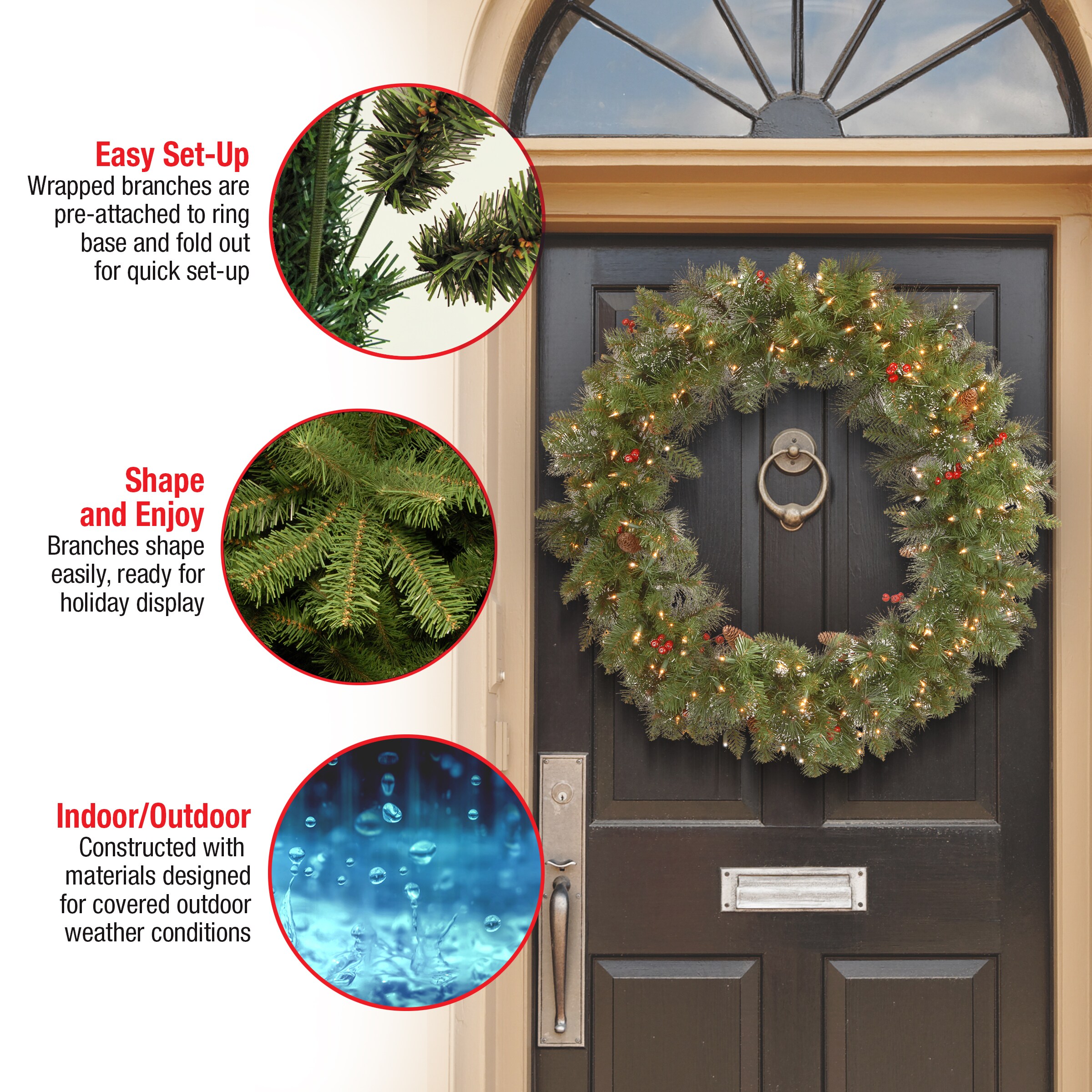 National Tree Company CW7-306-36W-1 Artificial-Christmas-Wreaths - View #6