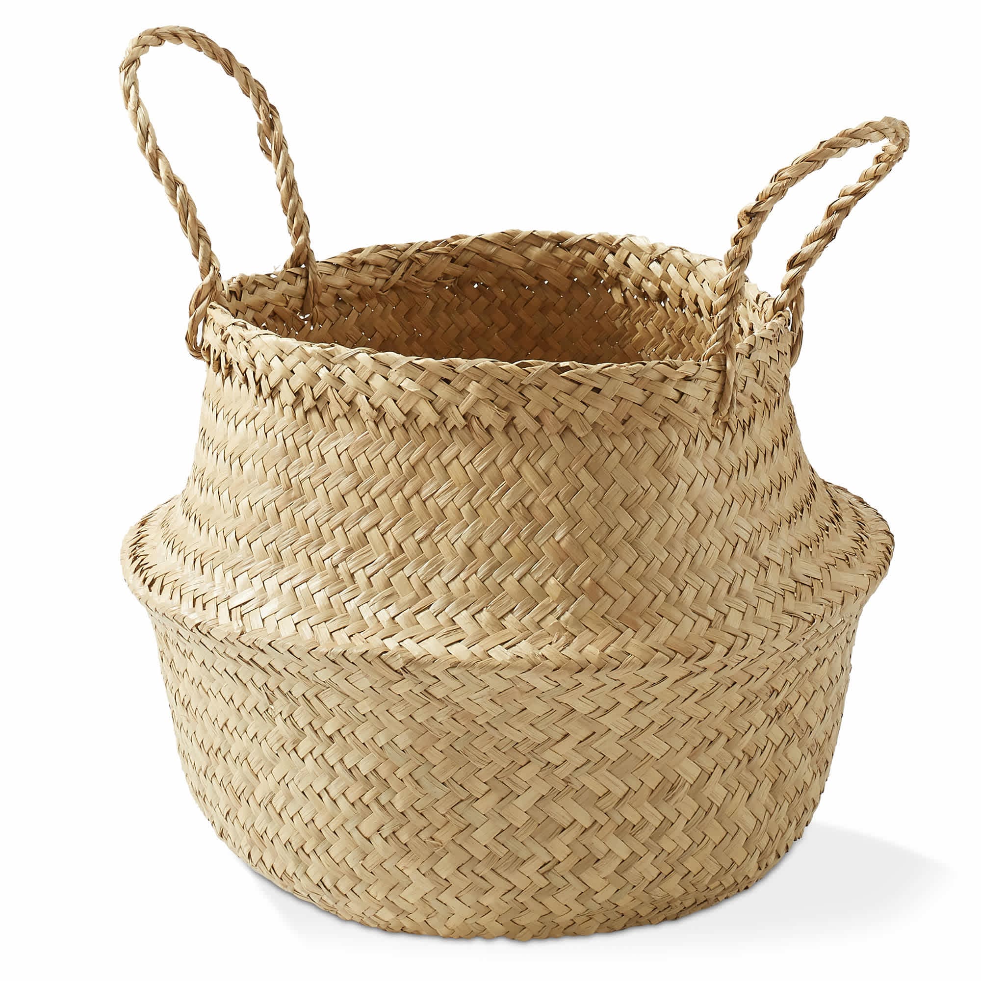 Casafield Seagrass Belly Basket Planter - Medium Storage Bin Plant Pot Cover