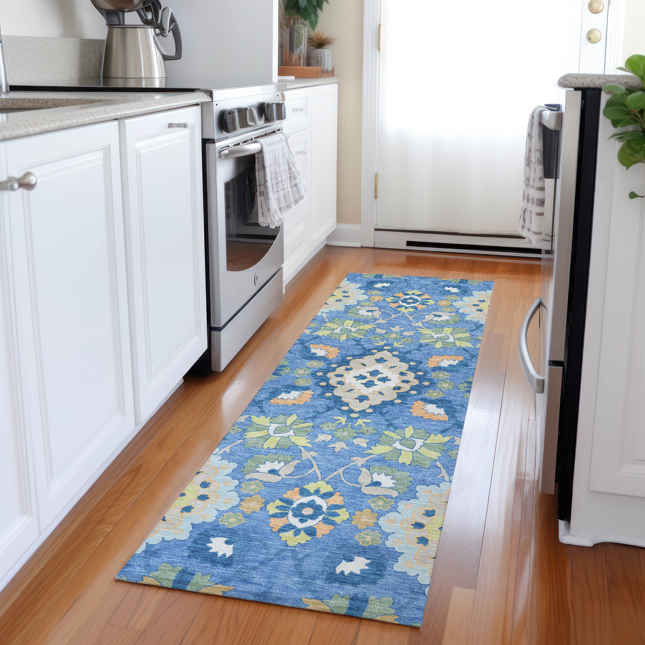 Addison Rugs ACN1002BU2X8 Chantille ACN1002BU 2 x 7 (ft) Polyester Blue Rectangular Indoor/Outdoor Geometric Machine washable Runner rug