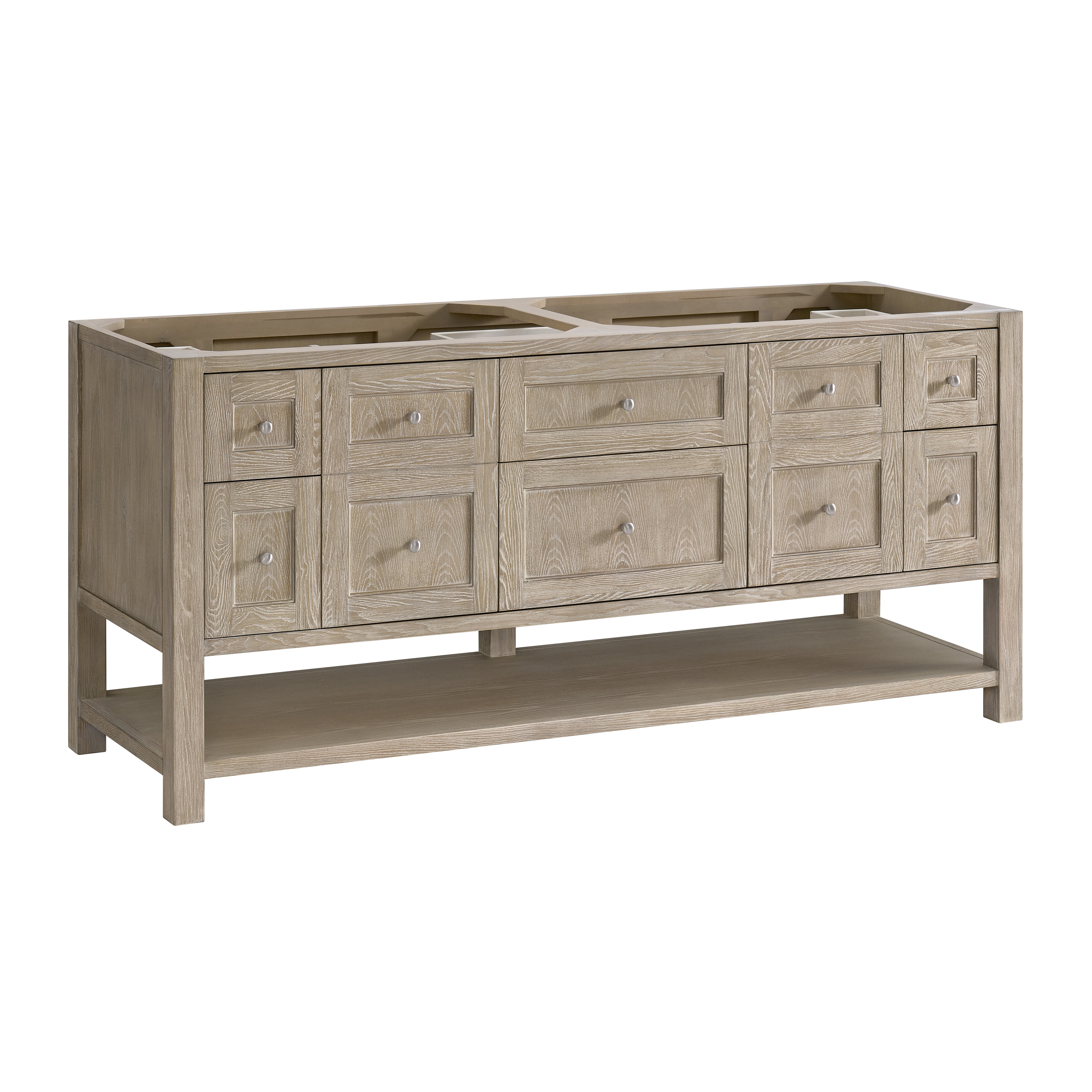 James Martin Vanities 330-V72-M-WWO Breckenridge 72-in Whitewashed Oak Bathroom Vanity Base Cabinet without Top