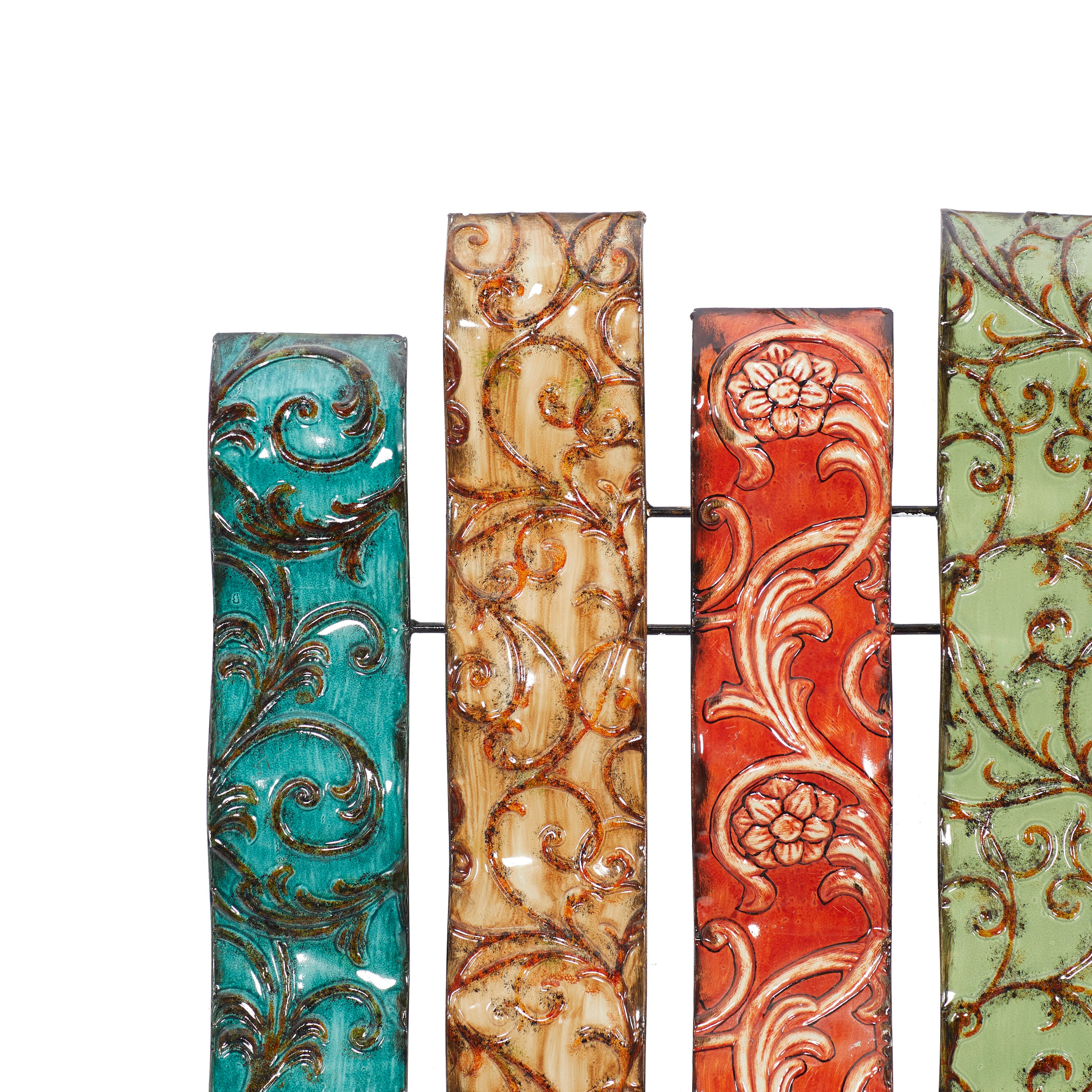 Multicolor Embossed Metal Wavy Panel Wall Sculpture