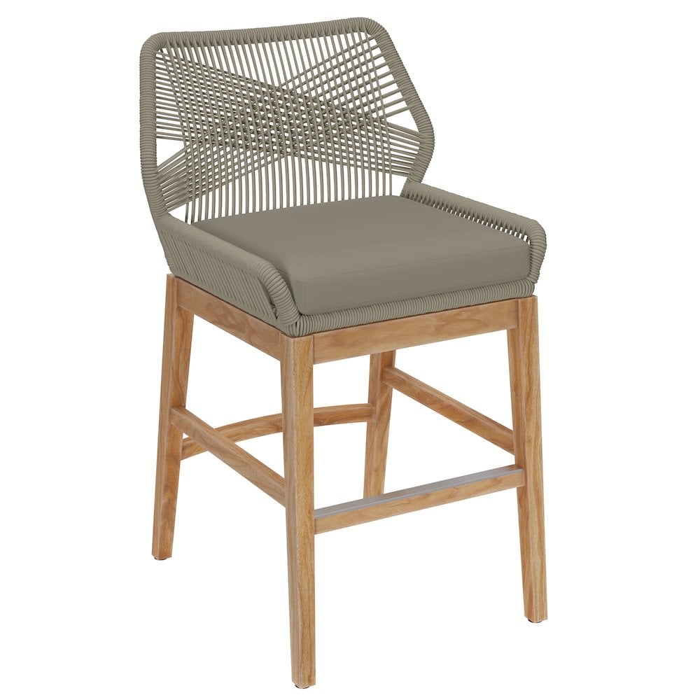 Modway BG3811055 Wellspring Outdoor Patio Teak and Rope Counter Stool