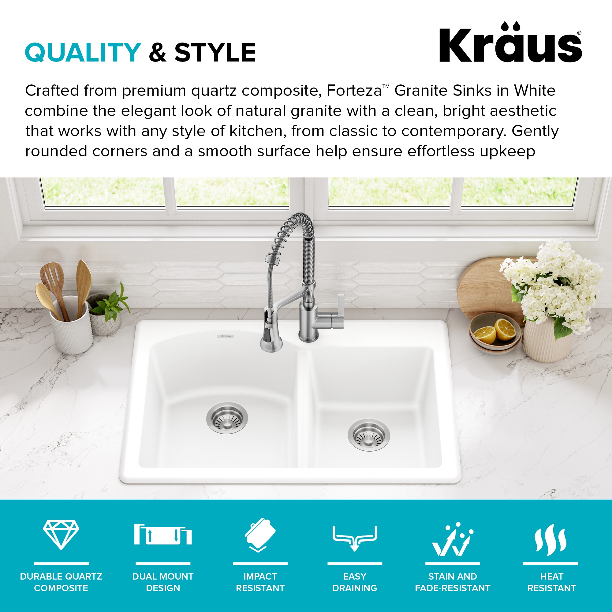 Kraus KGD-50WHITE Kitchen-Sinks - View #3