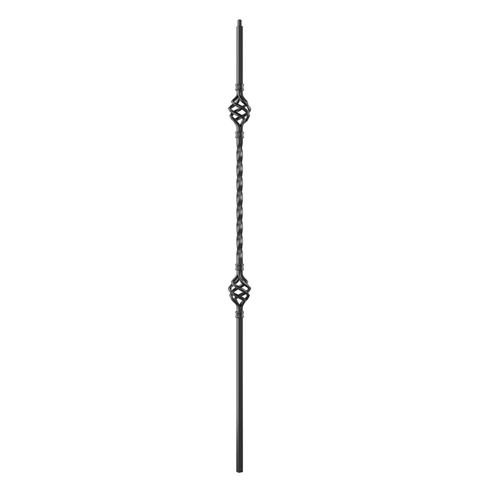 Crown Heritage 4583122FB44 44-in x 2.375-in Classic Black Aluminum Pin Top Double Basket Stair Baluster