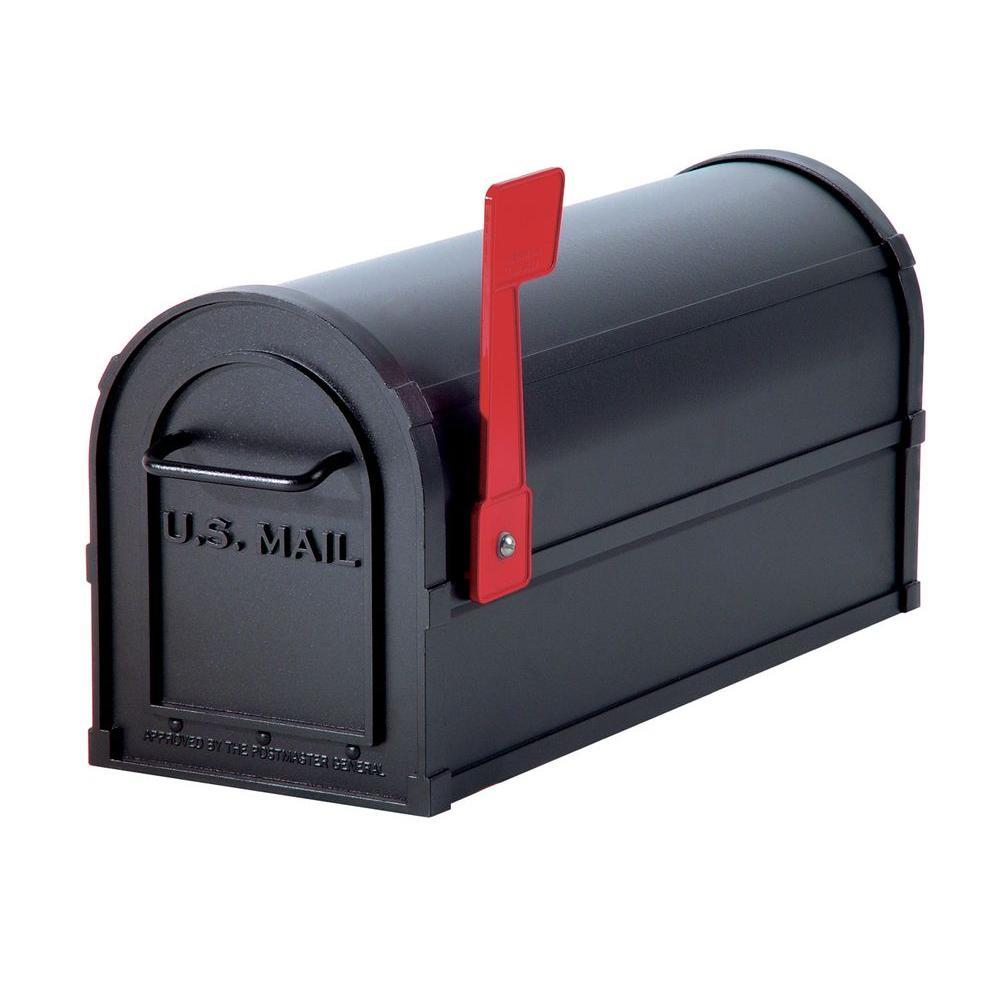 BrightLight Mailbox Post Mount Black Metal Large Mailbox with Post at ...