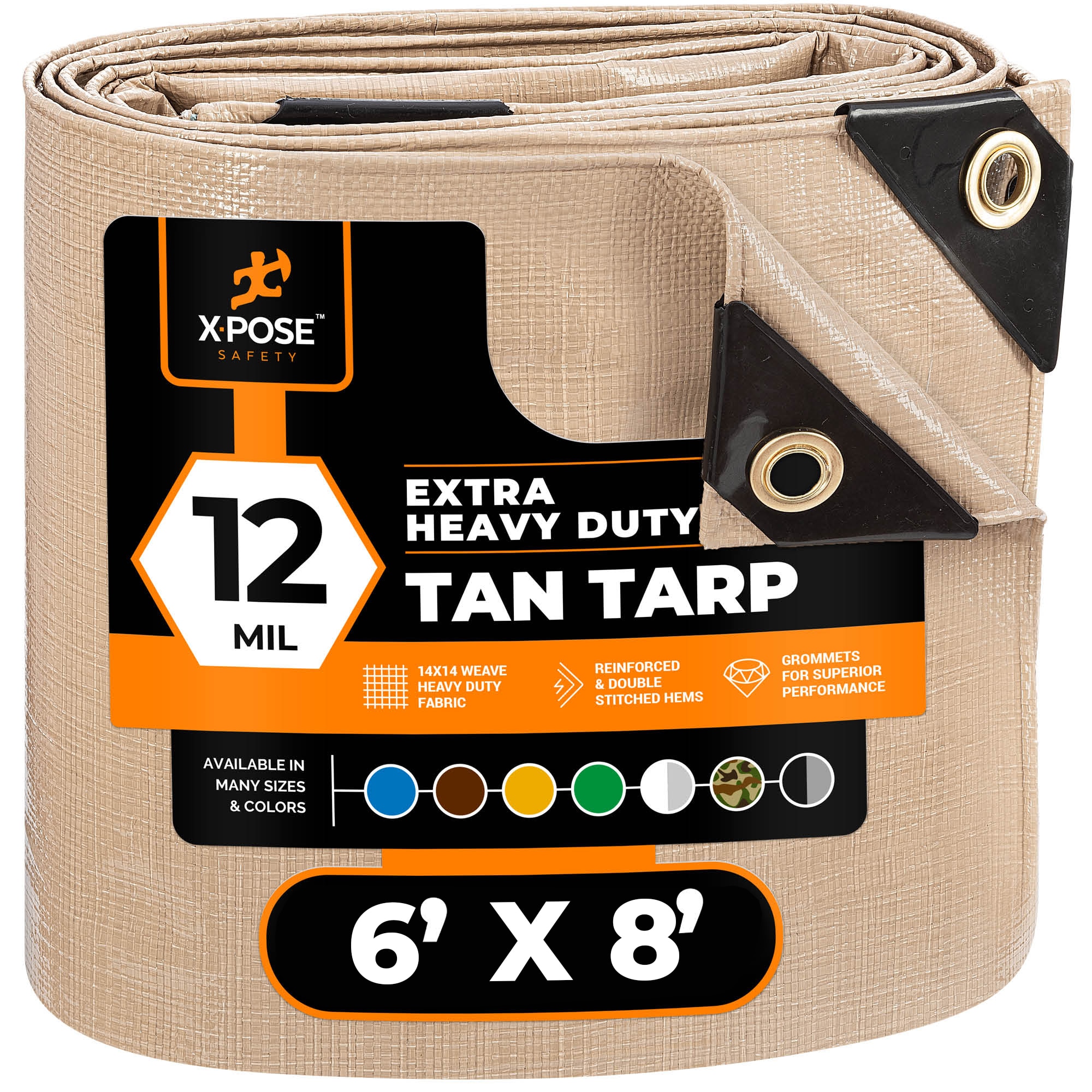 XPOSE SAFETY THD-68-X 6-ft x 8-ft Brown Water resistant Commercial Polyethylene 12-mil Tarp