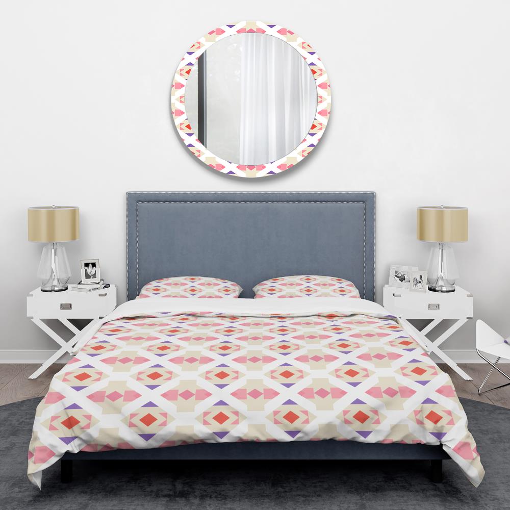 Designart BED24187-Q 3 -Piece Pink Queen Duvet cover Set