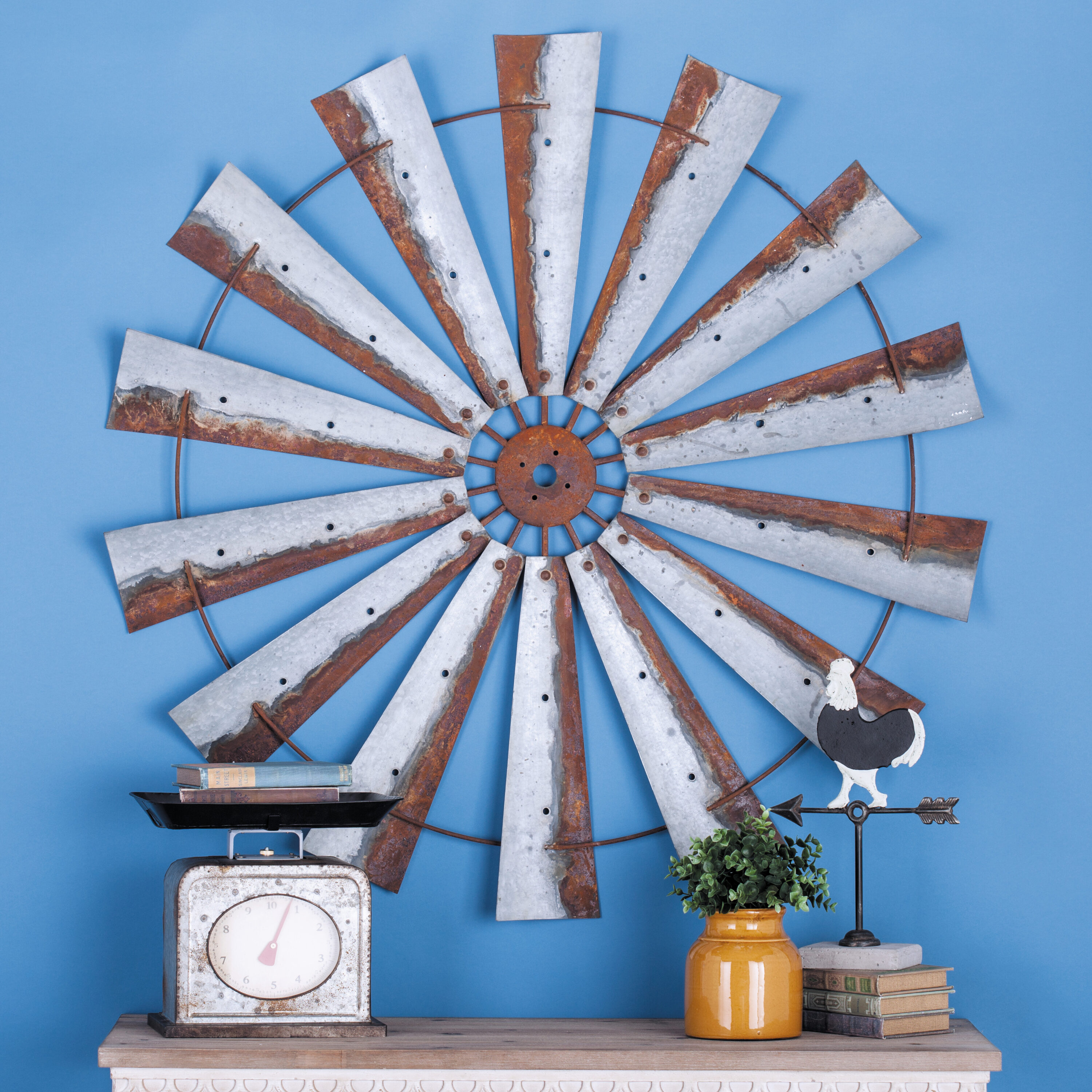 Grayson Lane 84203 48-Inches W x 48-Inches H Metal Indoor/Outdoor Windmill Country Wall sculpture
