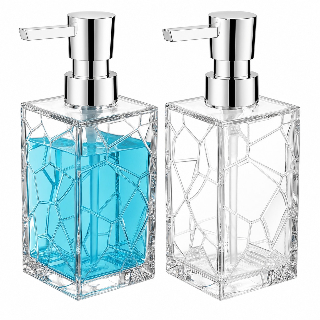 Baginizer 2 Pack Clear Rust Proof Acrylic Soap Dispenser Lotion Set For Bathroom Kitchen