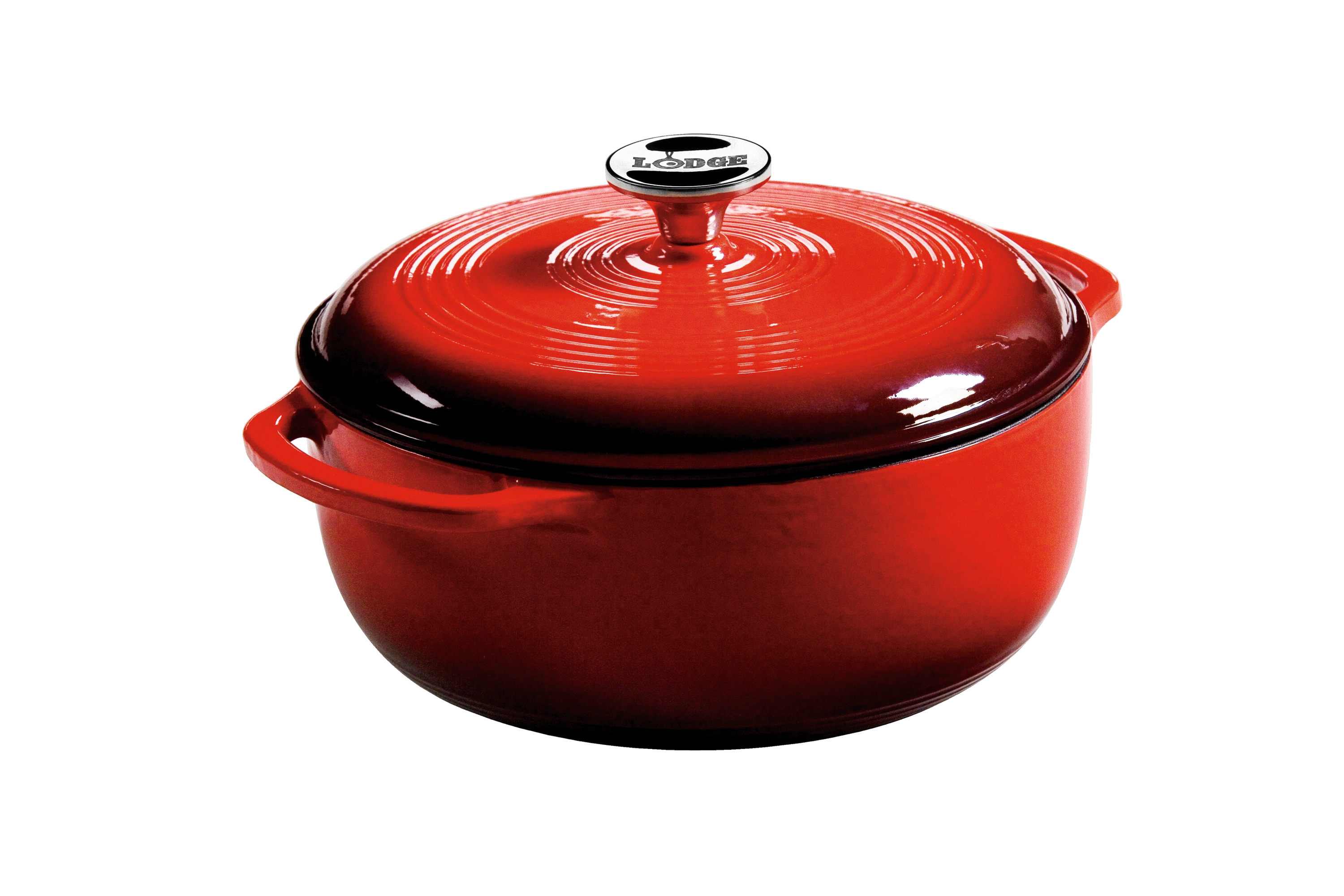 7 Quart Lodge Red Enameled Cast Iron Double Dutch Oven Grill Pan for sale  online