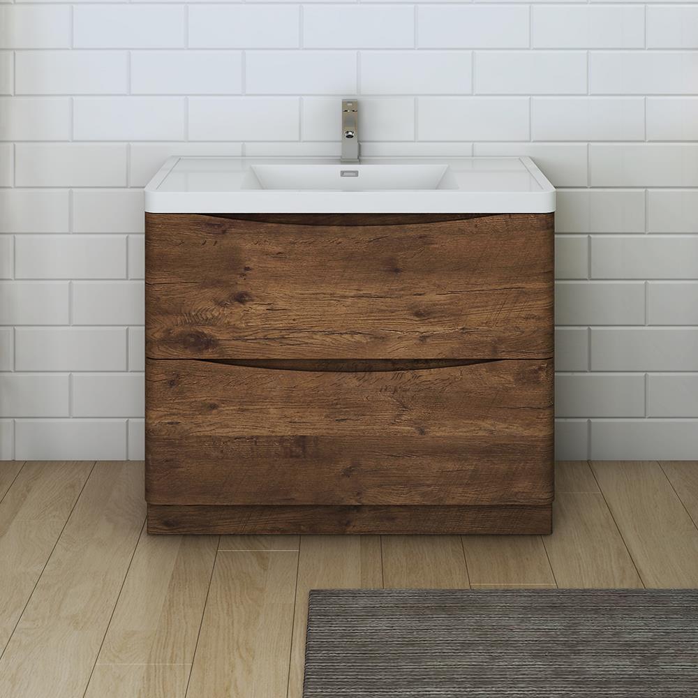 Fresca FCB9140RW-I Tuscany 40-in Rosewood Single sink Bathroom Vanity with White Acrylic Top