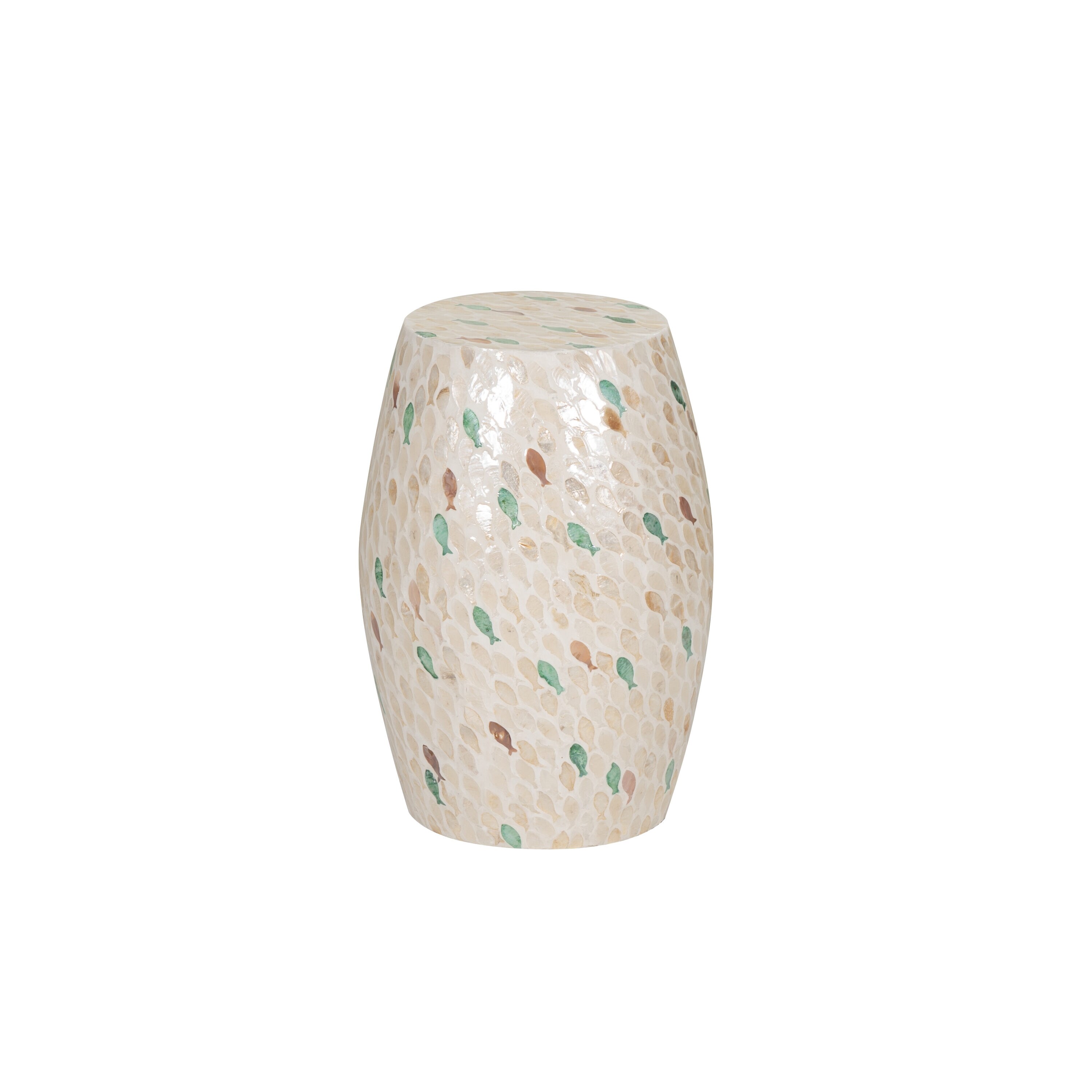 Linon LOWES1646 13.75-in W x 19.75-in H Multicolor Capiz Round Modern End Table