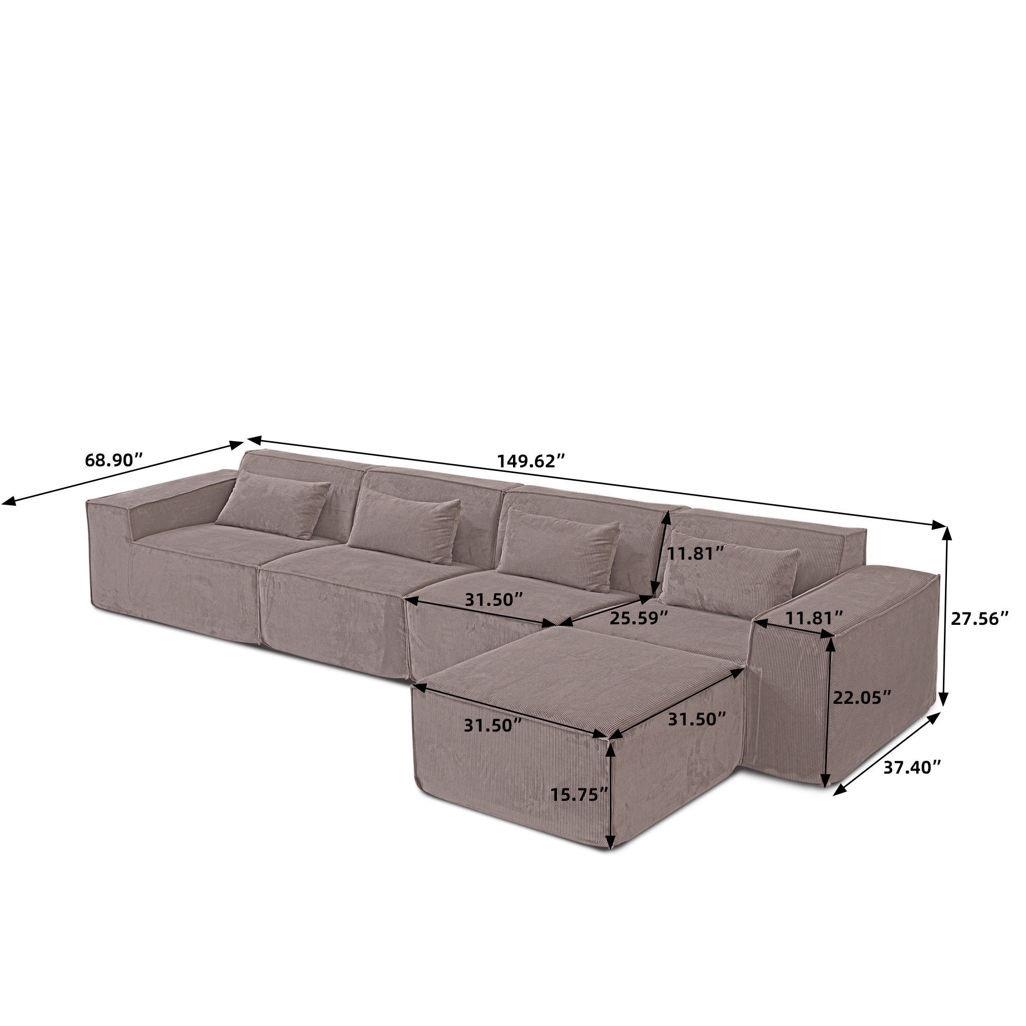 BuotiqHom DH-SF4+1-130BR Sofas-Loveseats - View #3