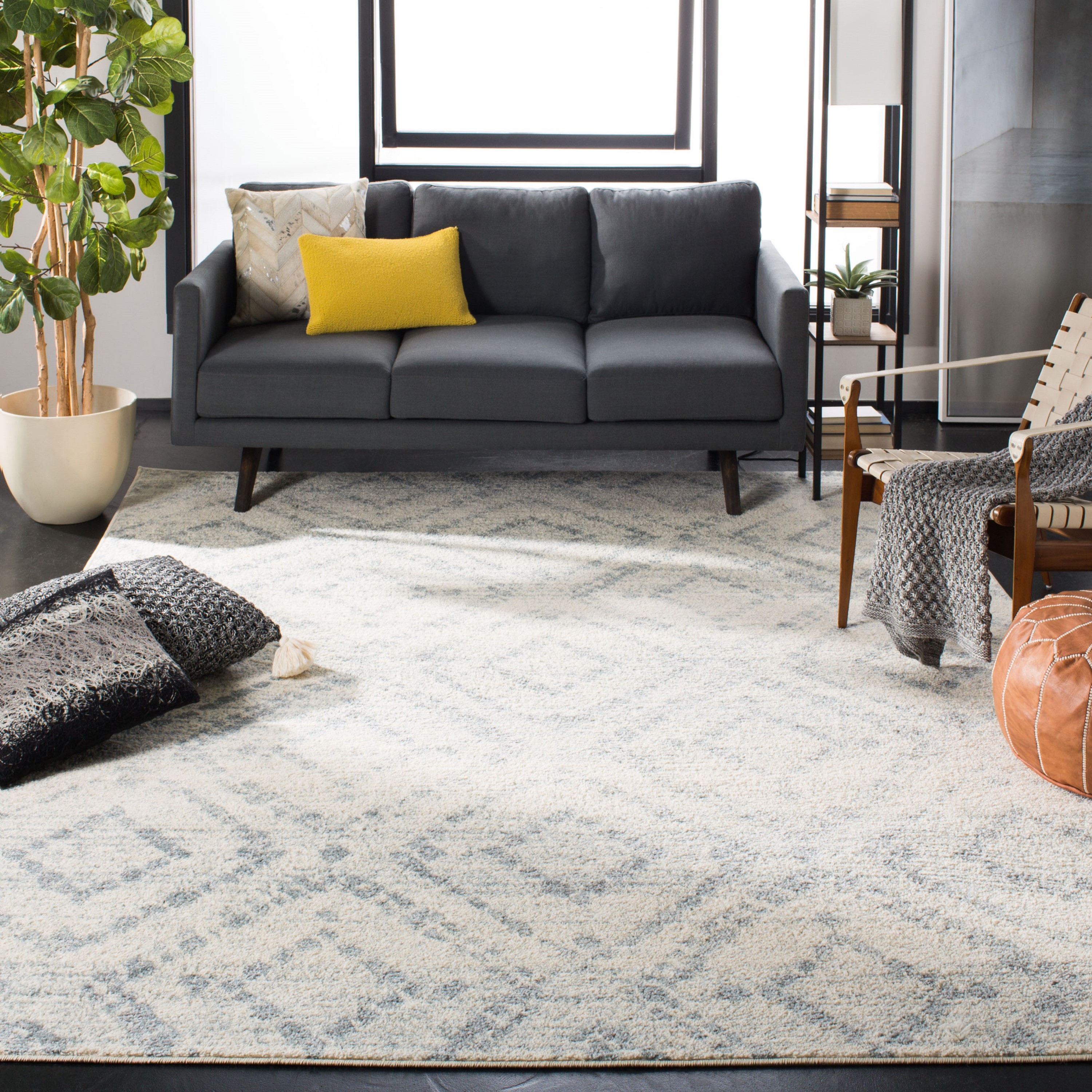 Safavieh ADR131T-9 Adirondack Avi 9 x 12 (ft) Loomed Polypropylene Ivory/Light Blue Rectangular Indoor Geometric Moroccan Area rug