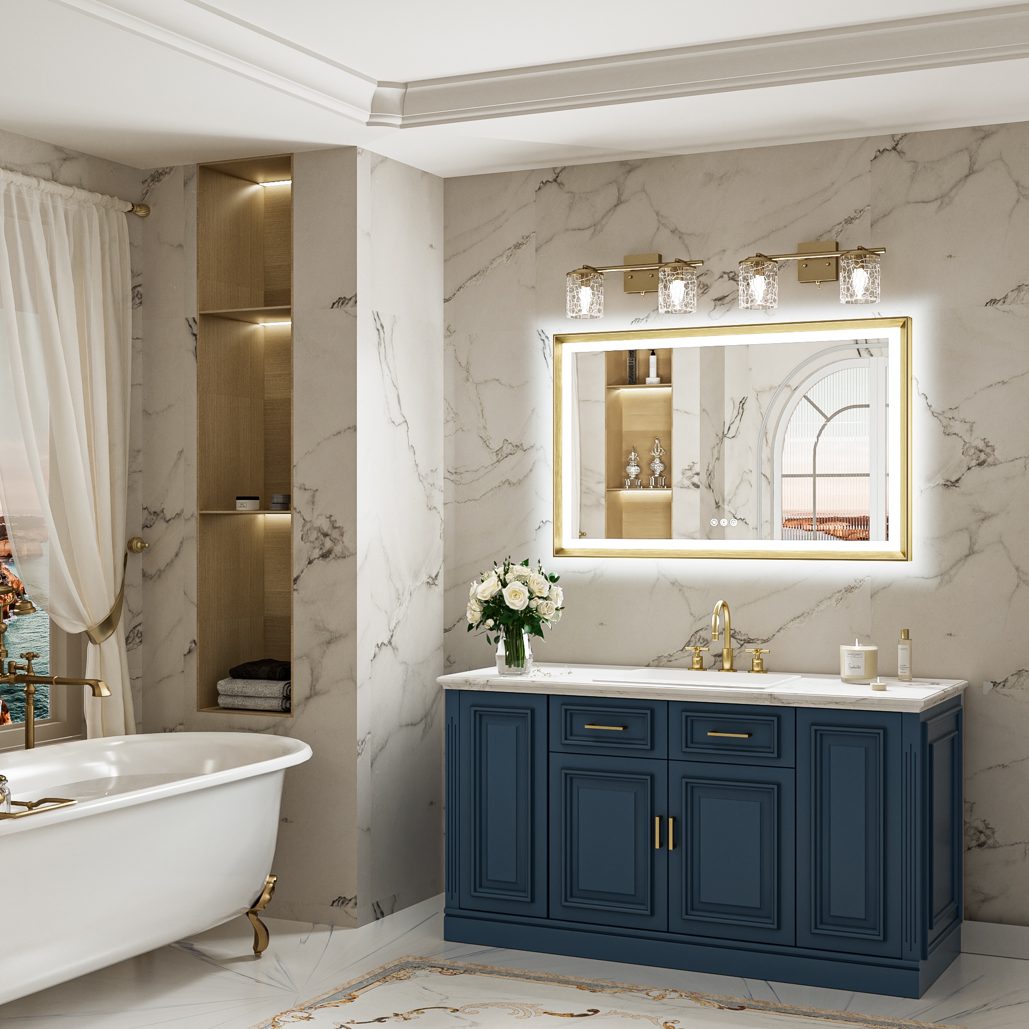 Keonjinn LW-ZBGSSW-12176GD Framed-Bath-Mirrors - View #2