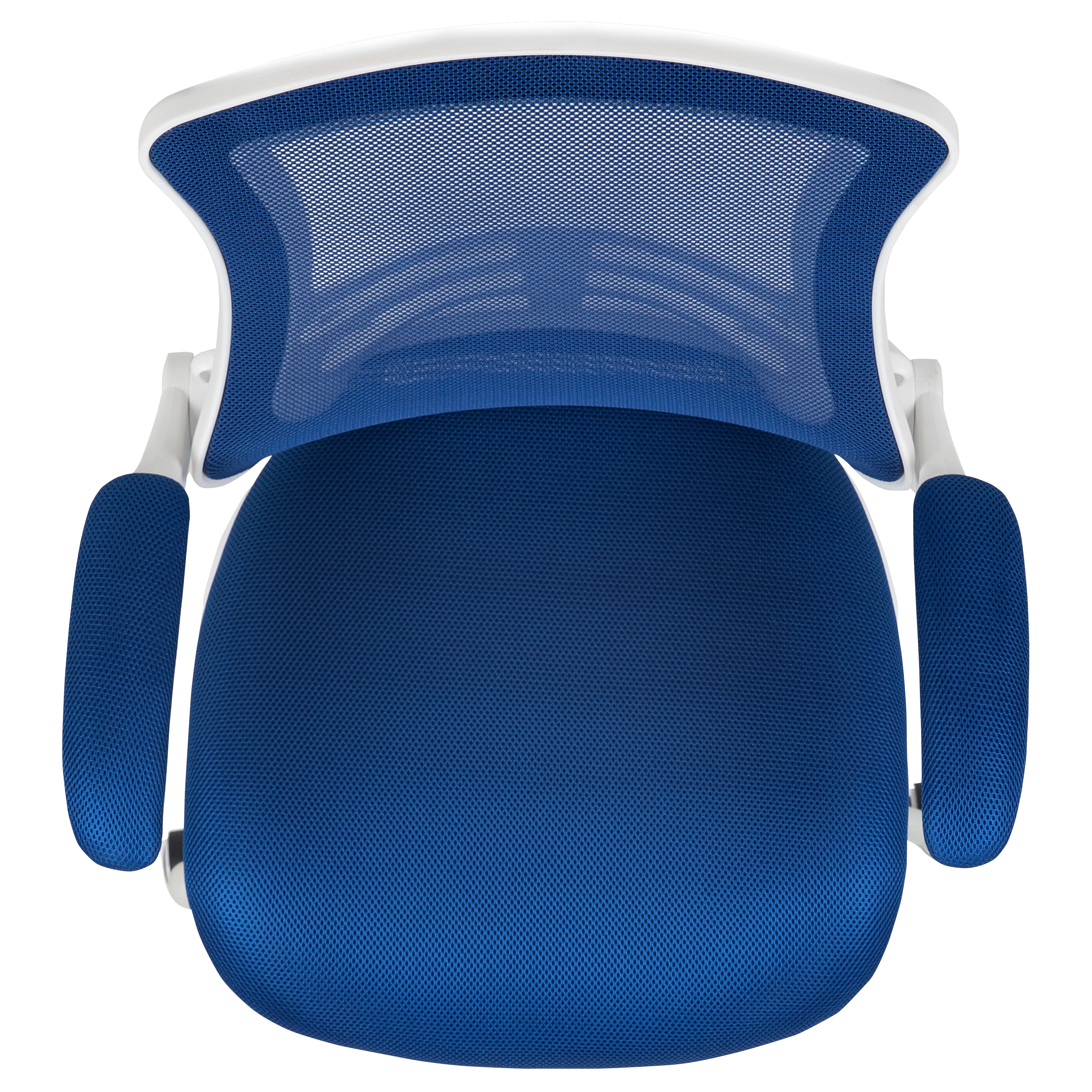 Modern Blue Mesh and White Plastic Ergonomic Swivel Task Chair