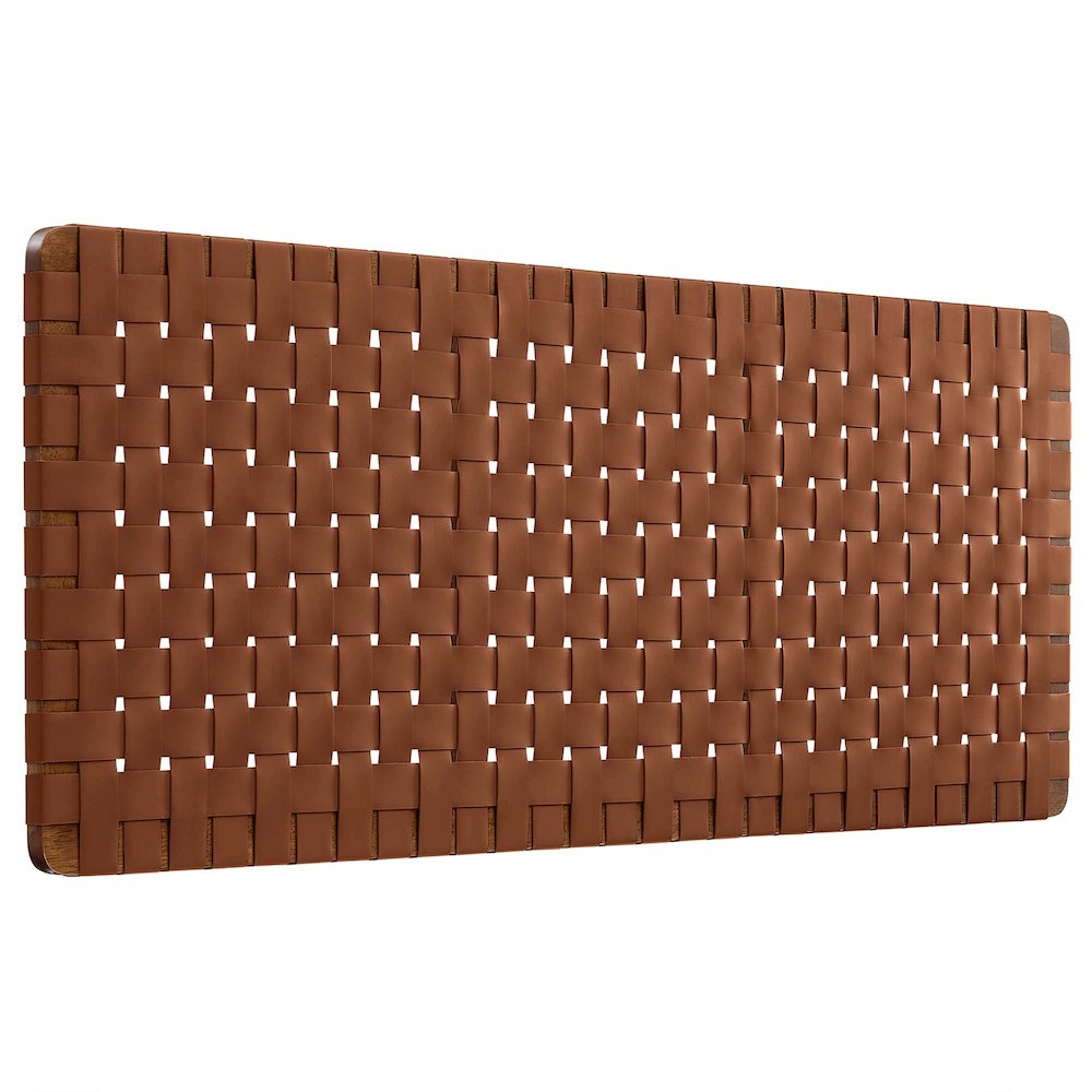 Modway - Sparta Weave Wall-Mount Vegan Leather Queen Headboard in Walnut Brown