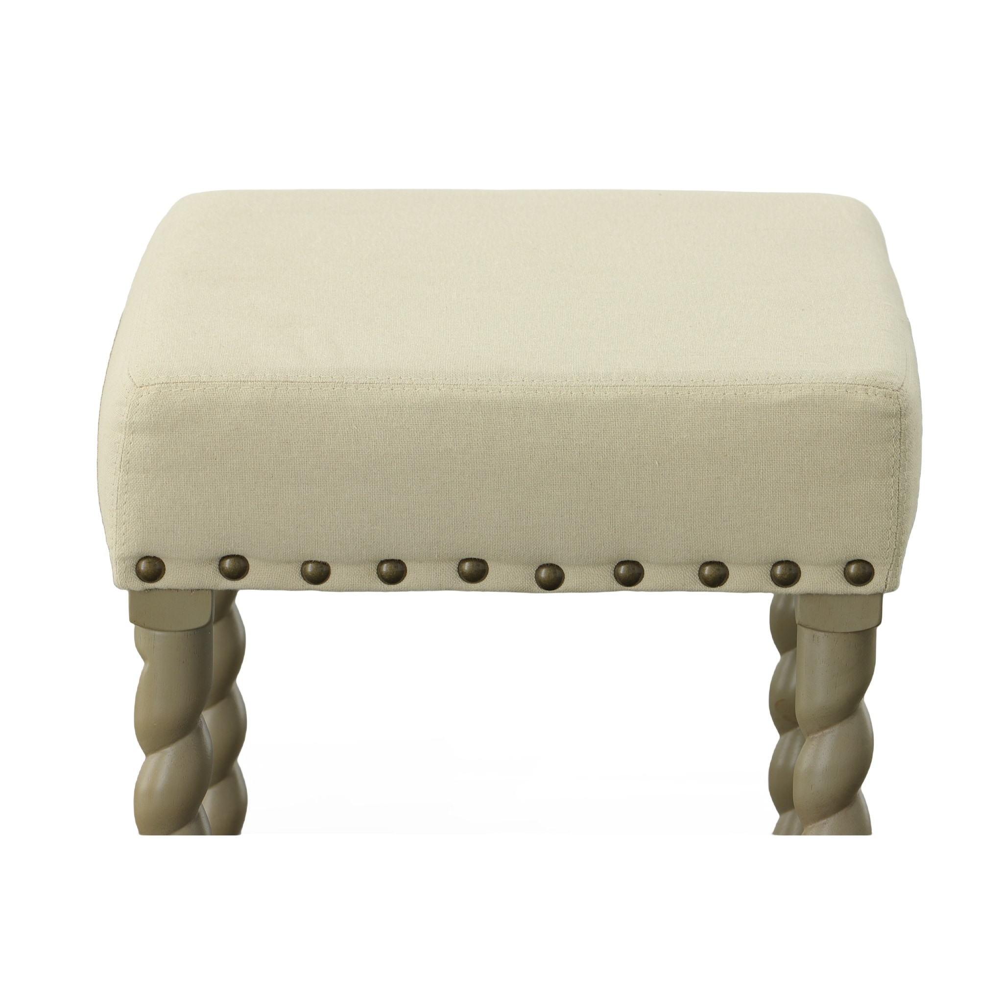 Weathered Gray and Linen 30" Bar Stool with Turned Legs
