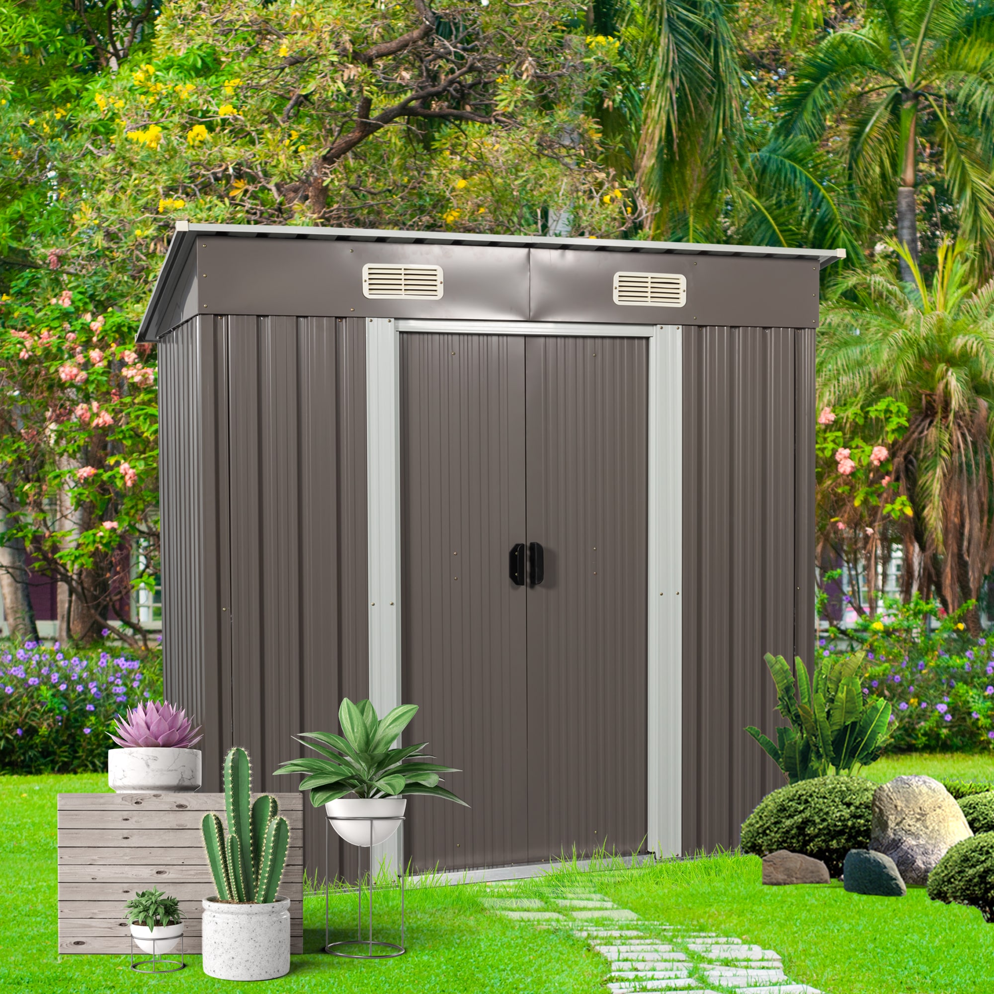 Clihome CL-WC5424GY Metal-Storage-Buildings-Sheds - View #2