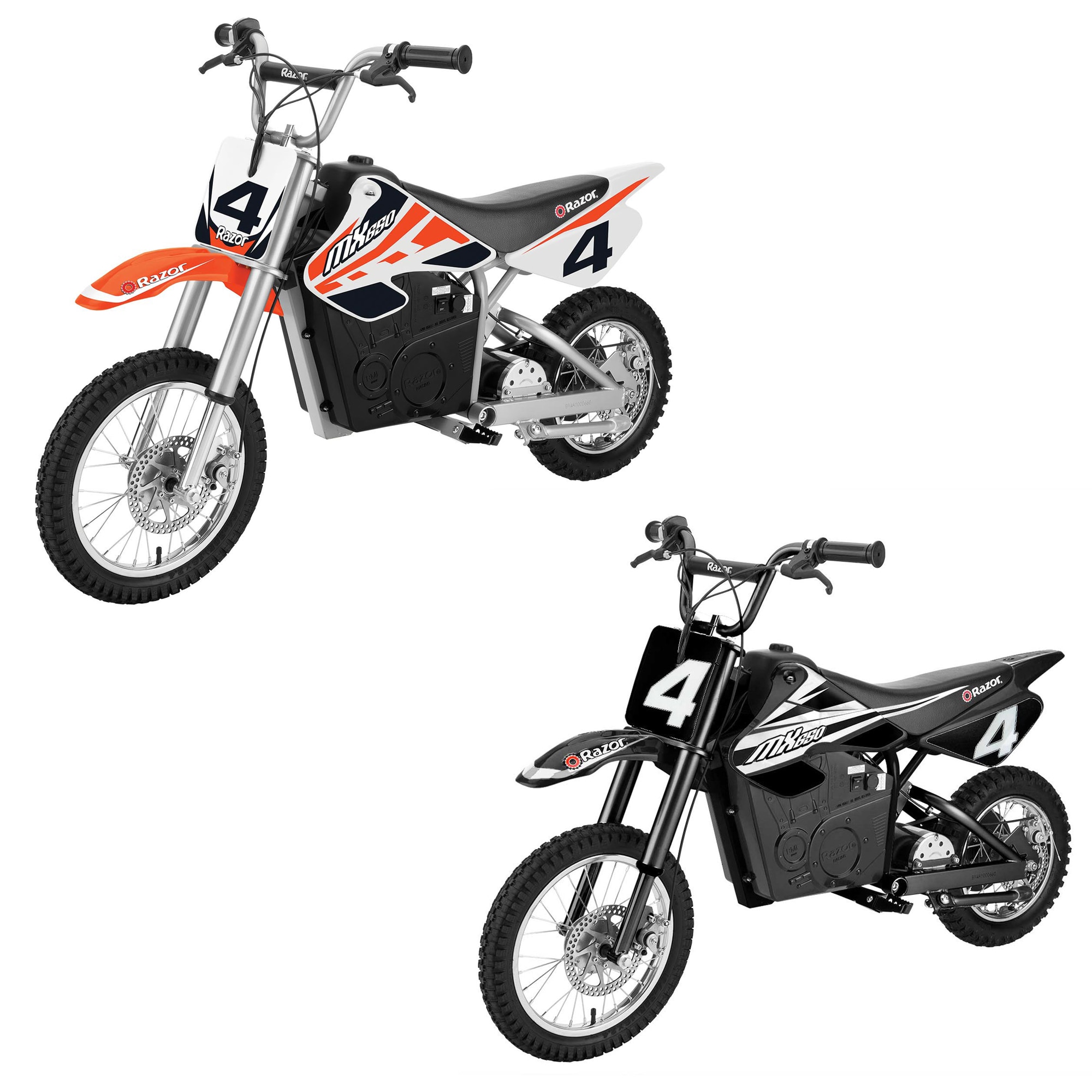 Mx650 Dirt Rocket Ride On Electric Motocross Dirt Bike, 1 Orange and 1 Black | - Razor 110521