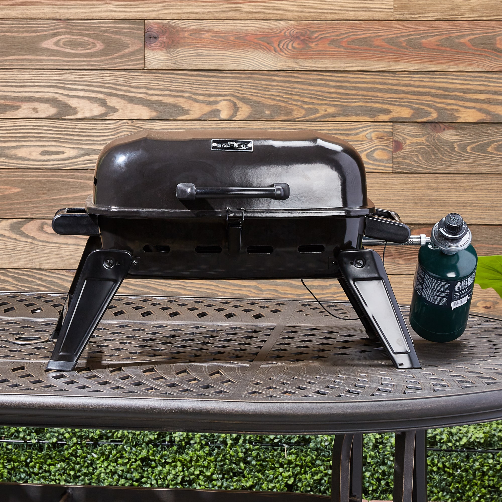Mr. Bar-B-Q Portable LP gas grill 178-Sq in Black/Powder Gas Grill in the Portable Grills at Lowes.com