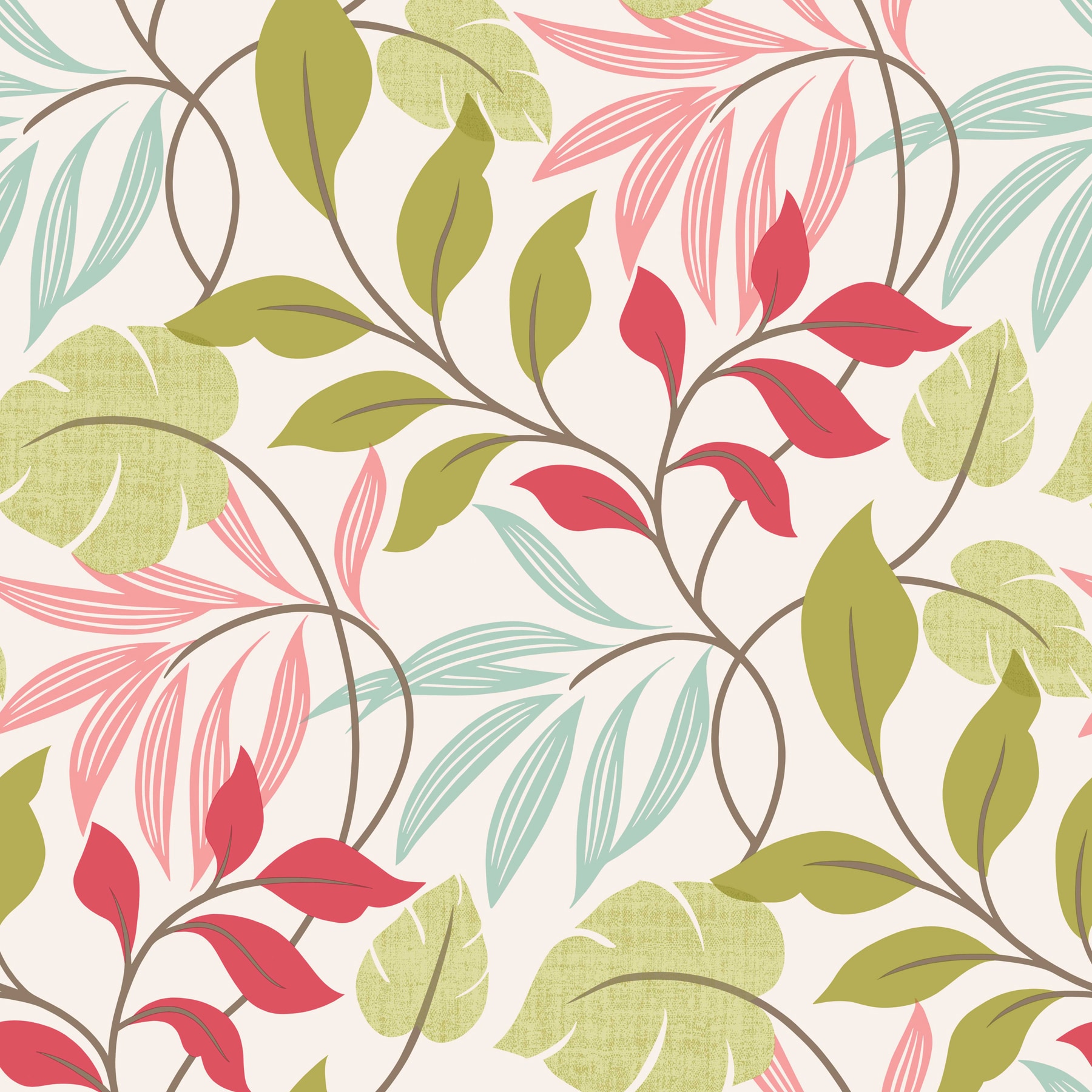 Brewster Wallcovering 2535-20629 Simple Space 2 56.4-Sq. Feet White/Pink Non-woven Ivy/Vines Unpasted Wallpaper