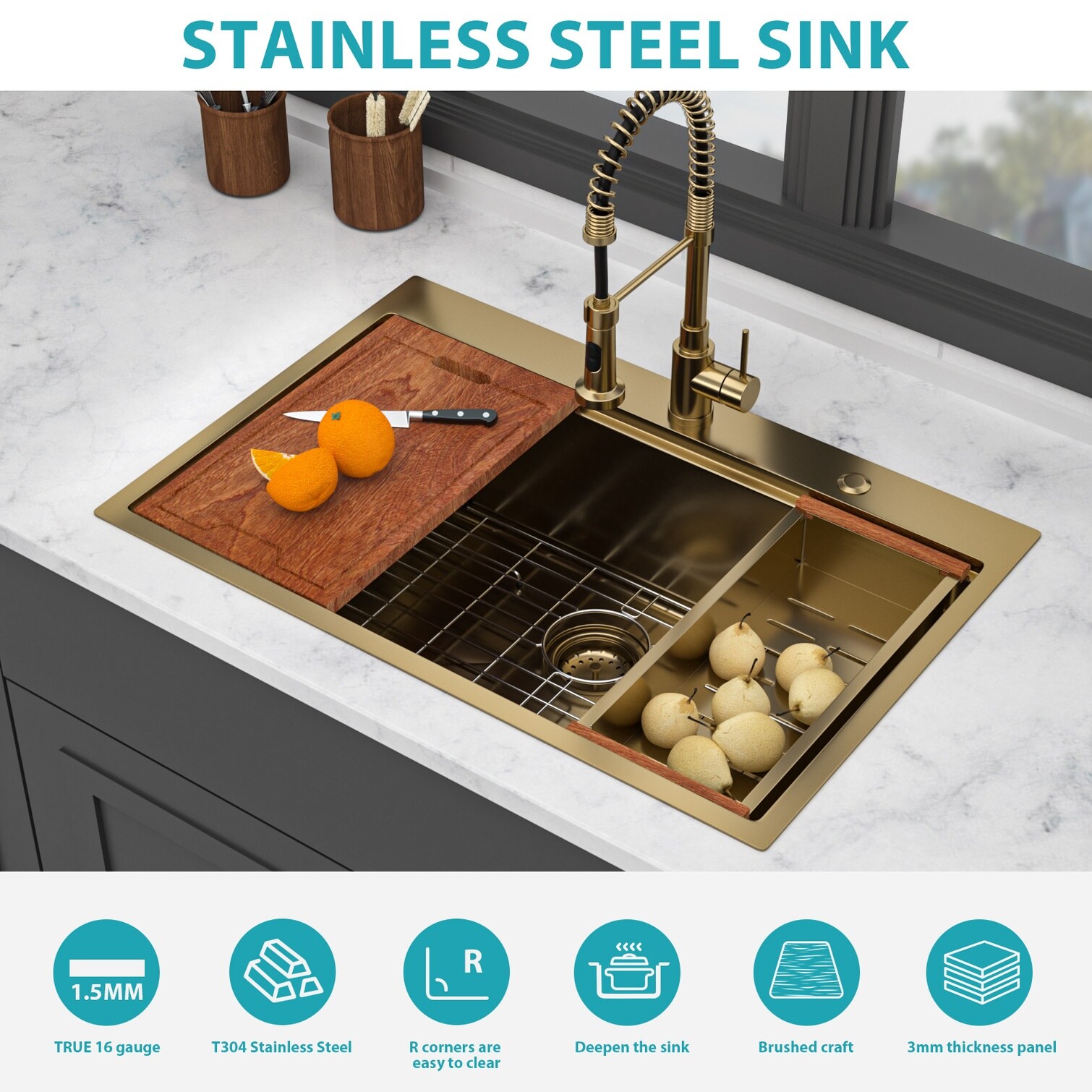 SunJet 34L314P8M9OG Kitchen-Sinks - View #9
