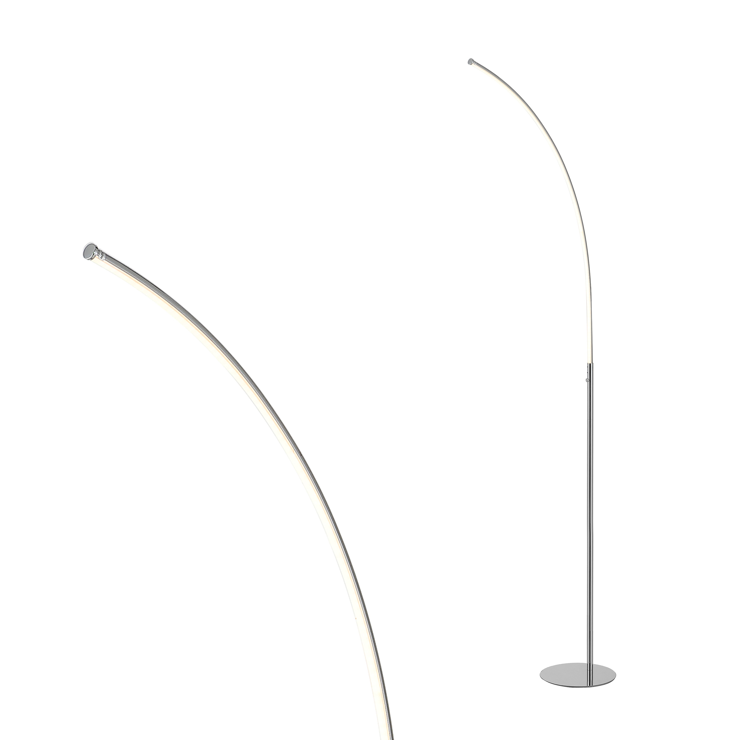 Arc 64" Chrome Finish White LED Floor Lamp with Touch Sensor