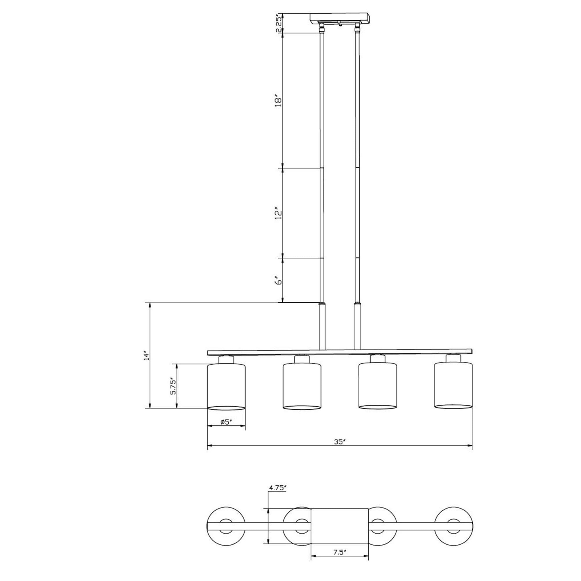 Brushed Nickel 4-Light Linear Pendant with Satin Opal Glass