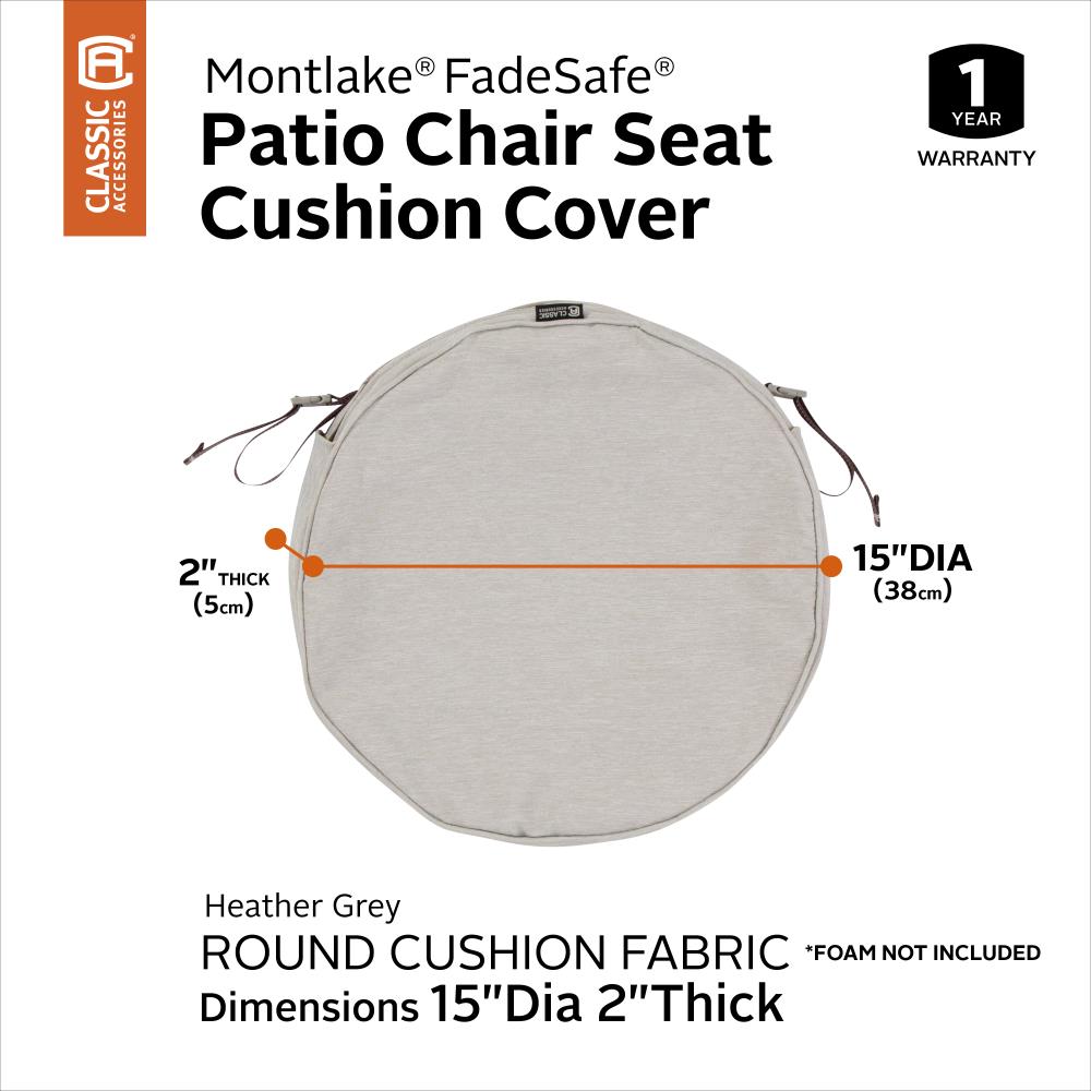 Classic Accessories Montlake FadeSafe Rectangular Patio Dining Seat Cushion  - 2 Thick - Heavy Duty Outdoor Patio Cushion with Water Resistant Backing,  Antique Beige, 17W x 15D x 2T 