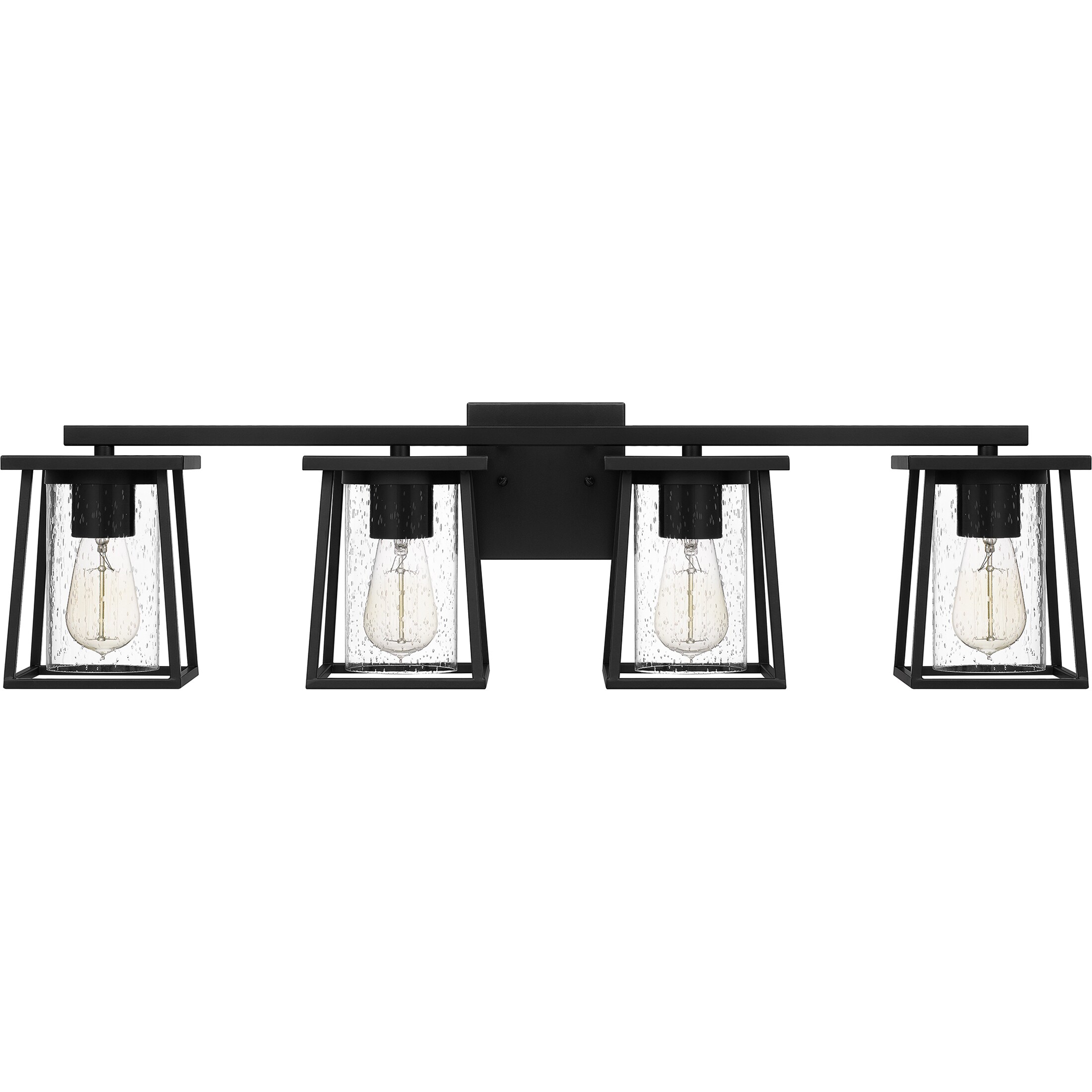 Quoizel Lodge 33.25-in 4-Light Matte Black Farmhouse Vanity Light in ...