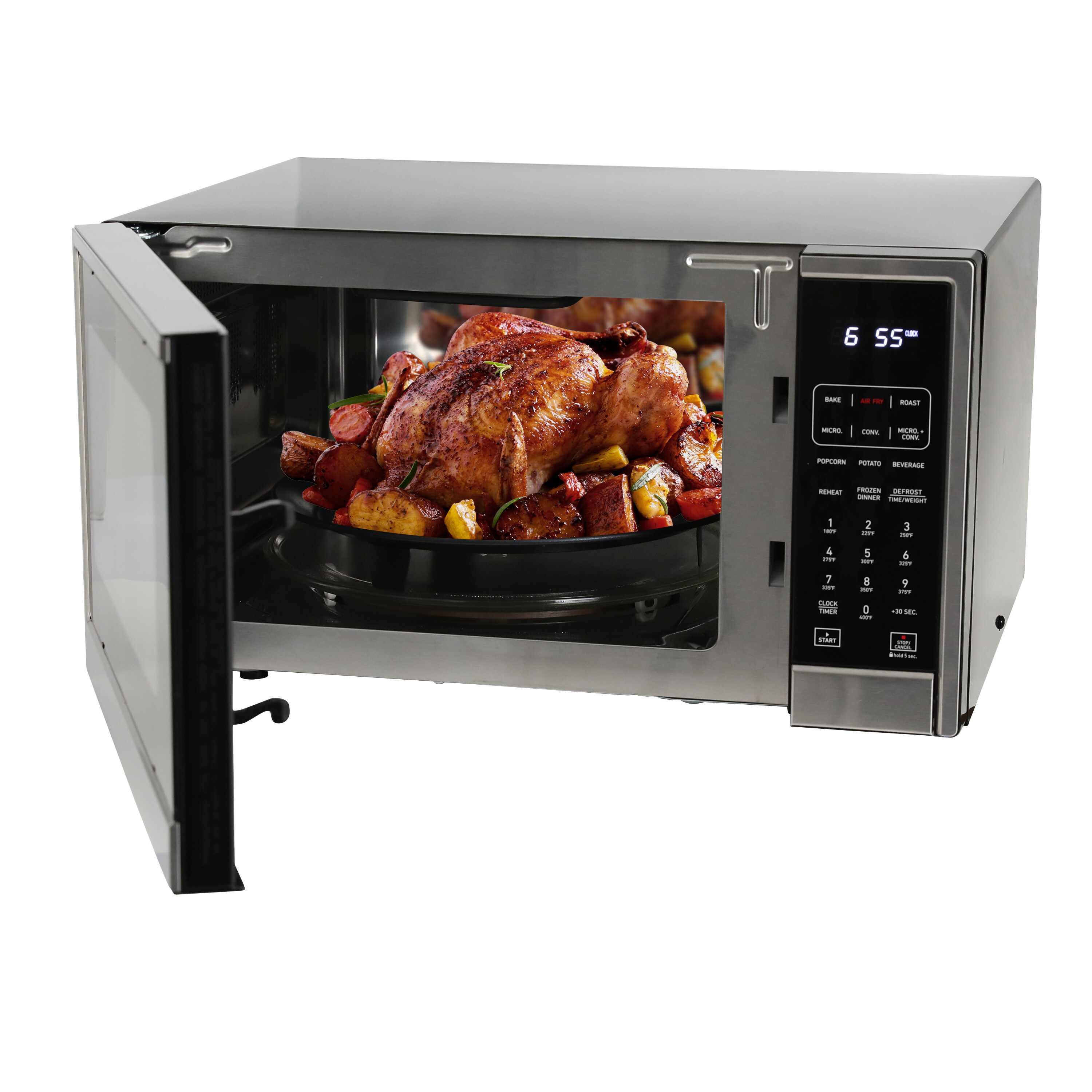 Avanti 0.7 cu ft Stainless Steel and Black Countertop Microwave Oven