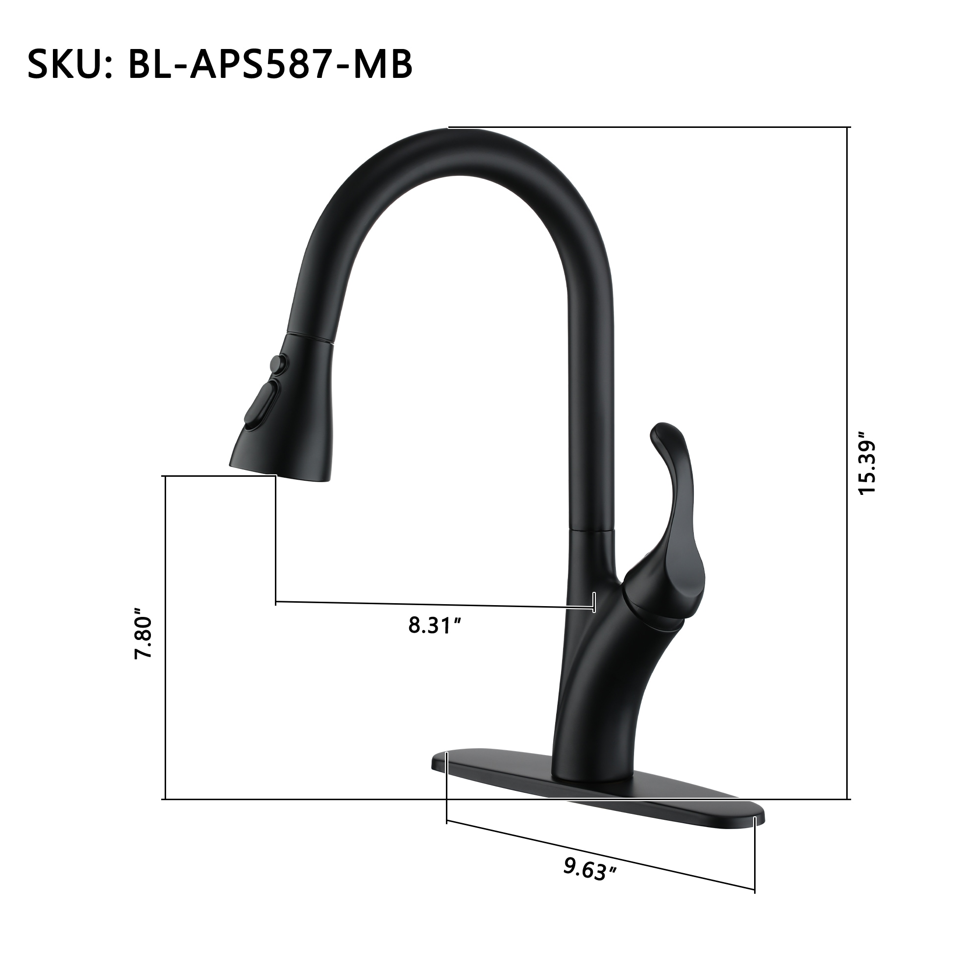 Mondawe AM-K127W-MB Kitchen-Faucets - View #10