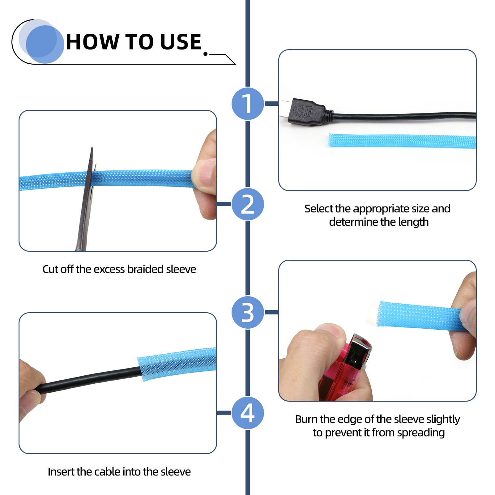 Mikiotto Braided Expandable Cable Sleeve Flexible Mesh Sleeving Cord ...