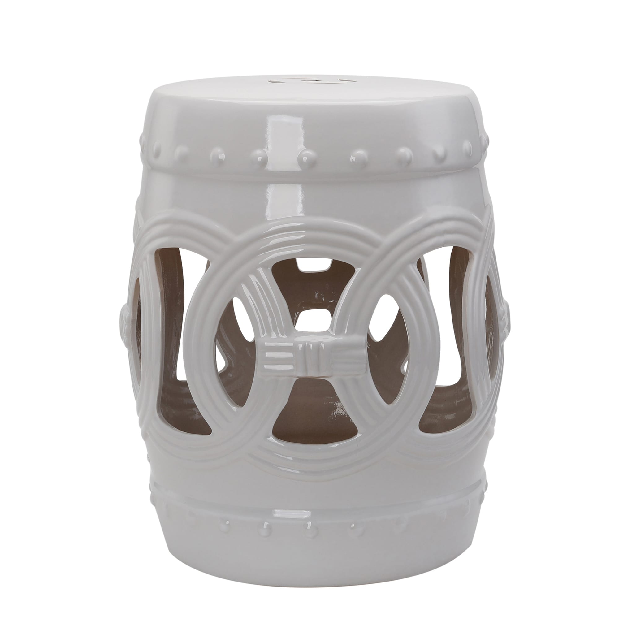 AHIOU HOME ZAAHG-P200502GS 17.25-in White Ceramic Barrel Garden Stool