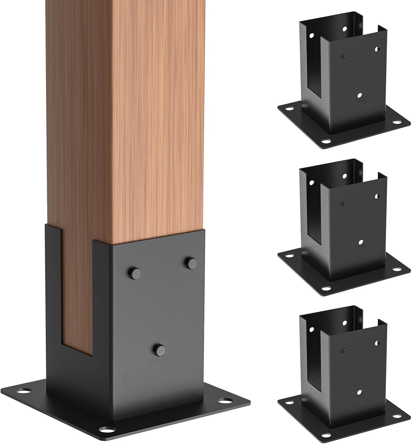 DYRCJ  4x4 Post Base Heavy Duty Powder Coated Post Anchors Set of Four for Wood Posts Matte Black durable home and garden accessory designed for