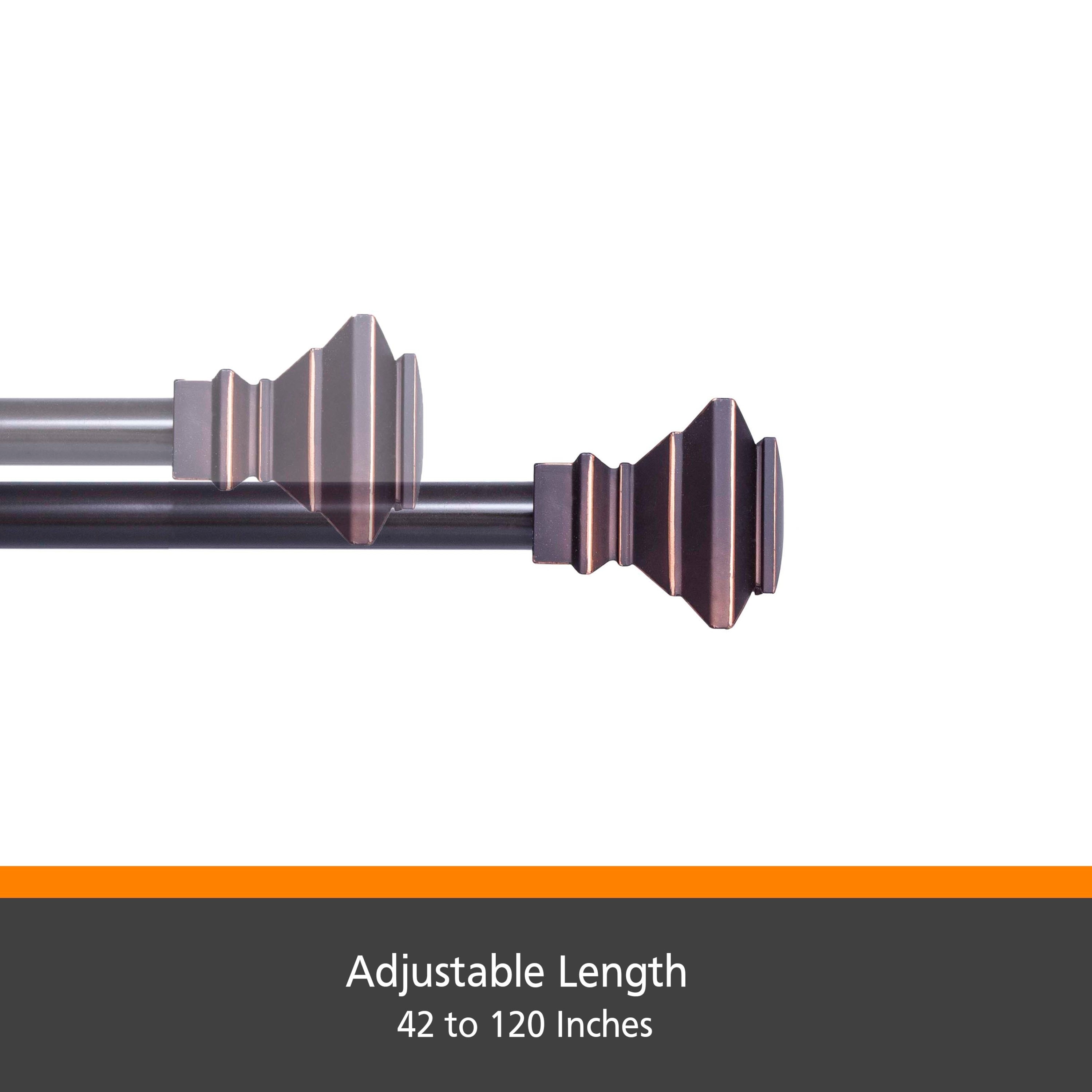 Antique Copper Adjustable Steel Curtain Rod with Decorative Finials