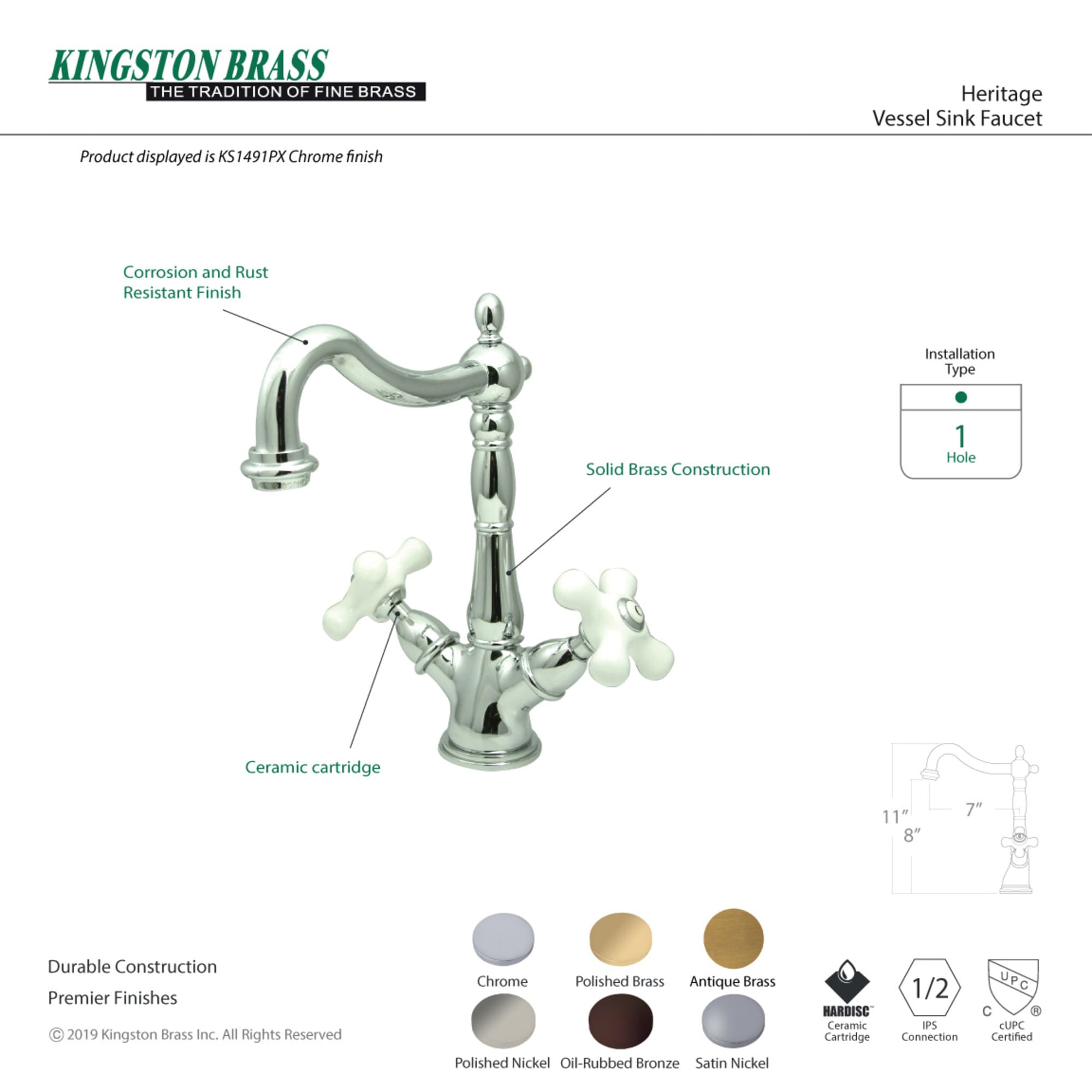 Kingston Brass WLKS1492PX Lavatory-Faucets - View #3