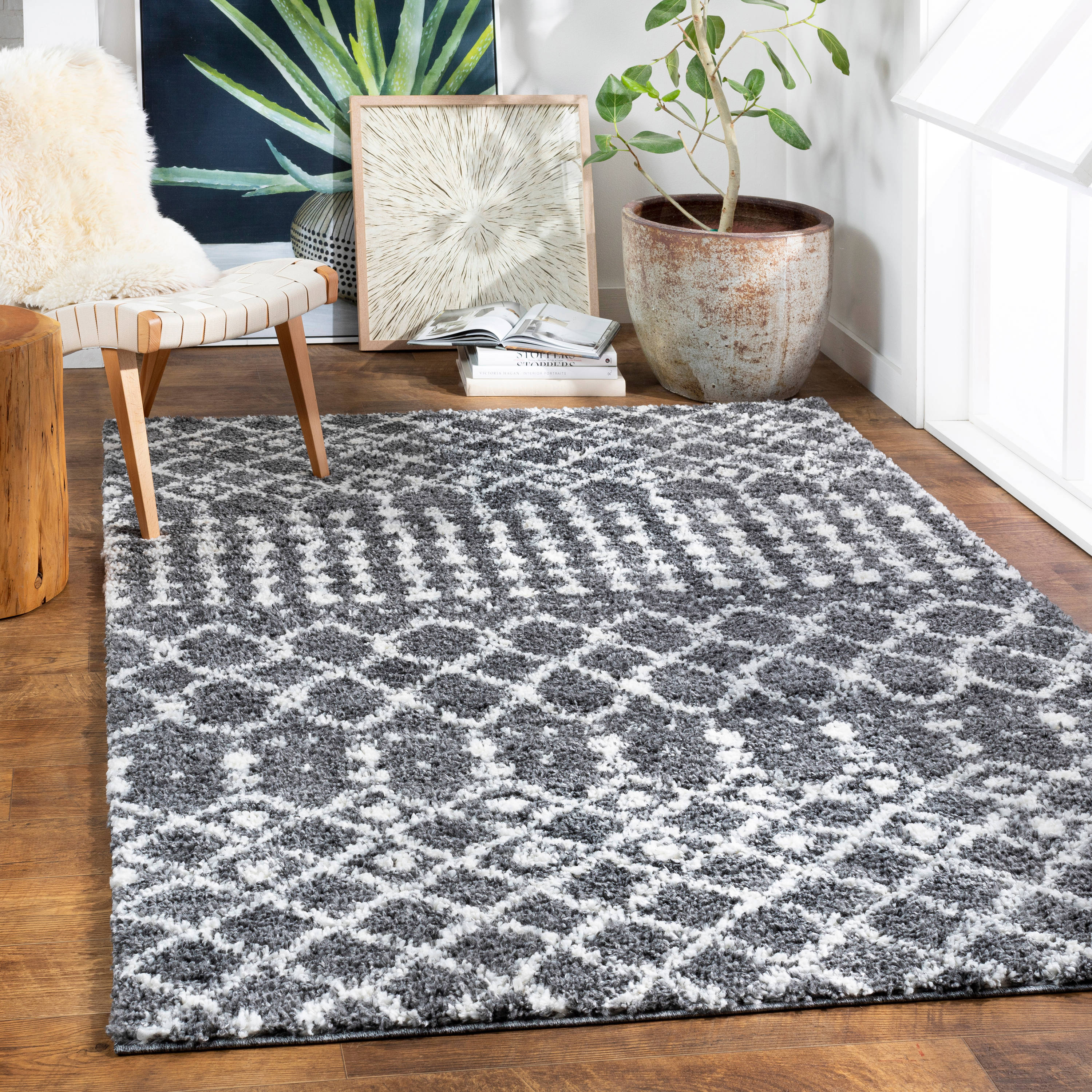 Artistic Weavers DXS2315-23 Deluxe Shag 2 X 3 (ft) Charcoal Indoor Tribal Global Area Rug