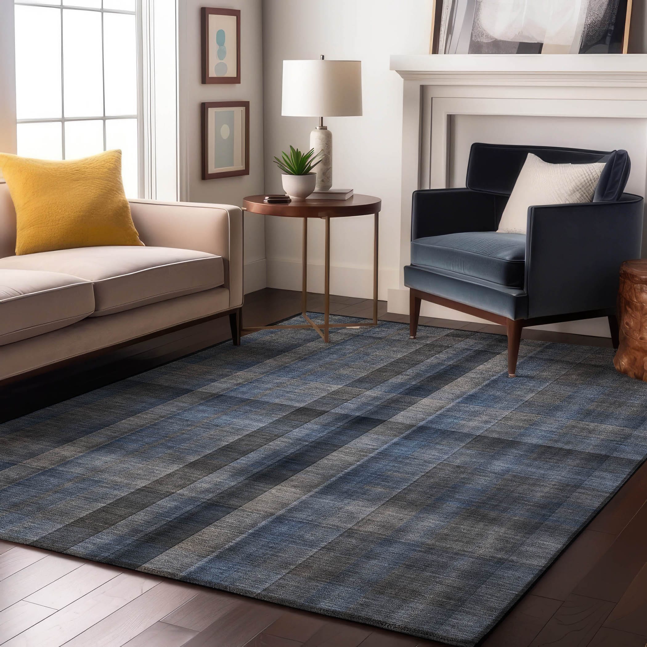 Addison Rugs AMF548BU5X8 Mayfield AMF548BU 5 x 7 (ft) Loomed Polyester Blue Rectangular Indoor Geometric Machine washable Area rug