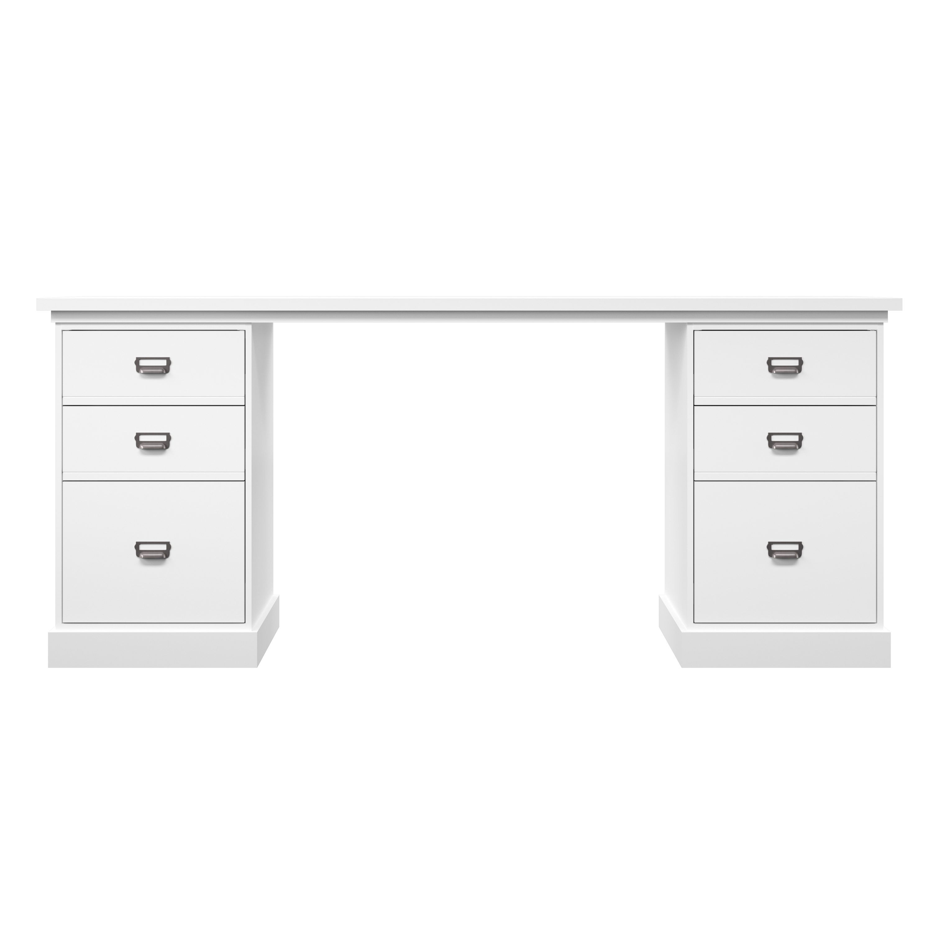 white desk with drawers on the right side