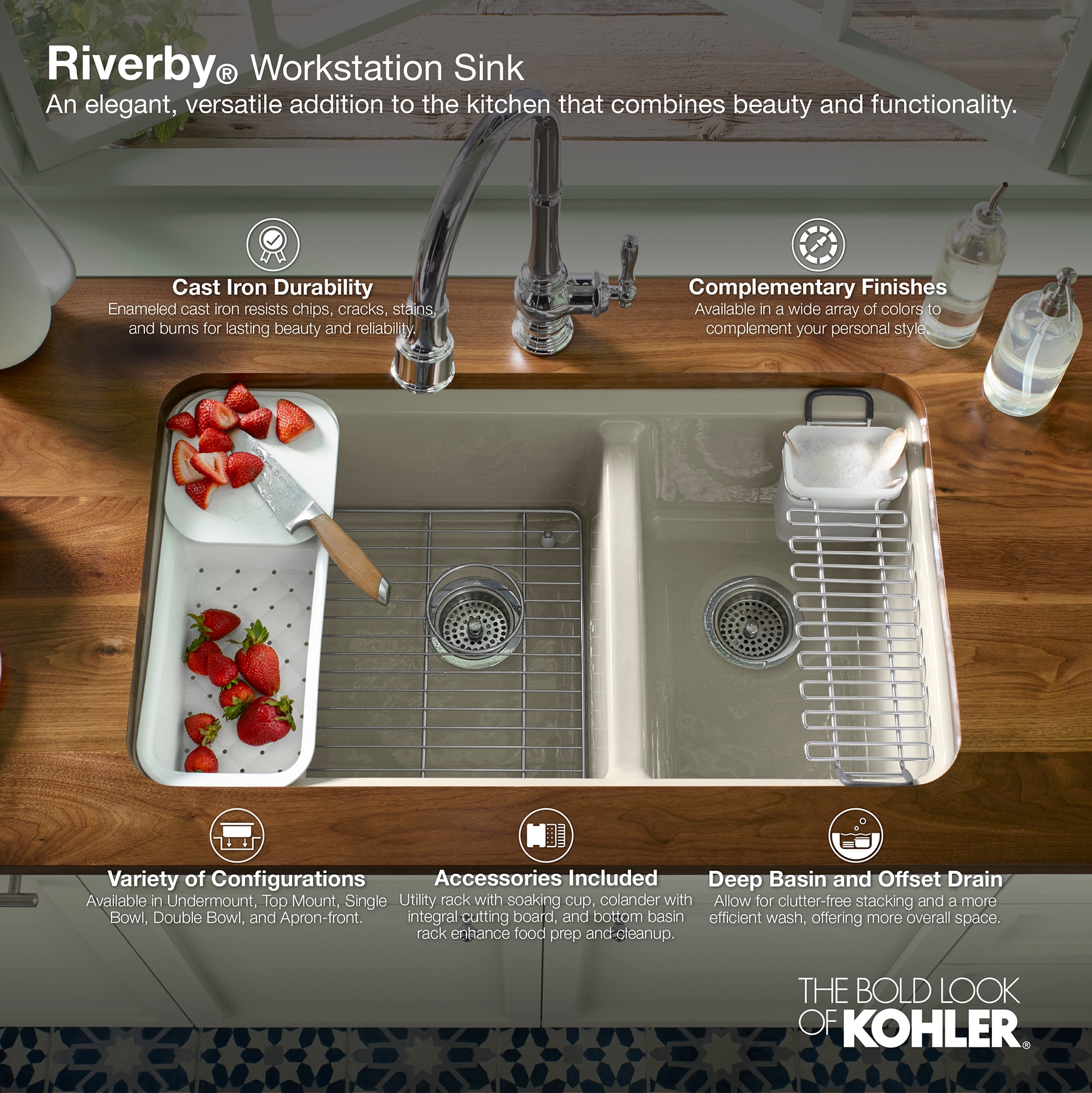 Kohler K-6237-ST Riverby Left-Hand Sink Rack, Stainless Steel