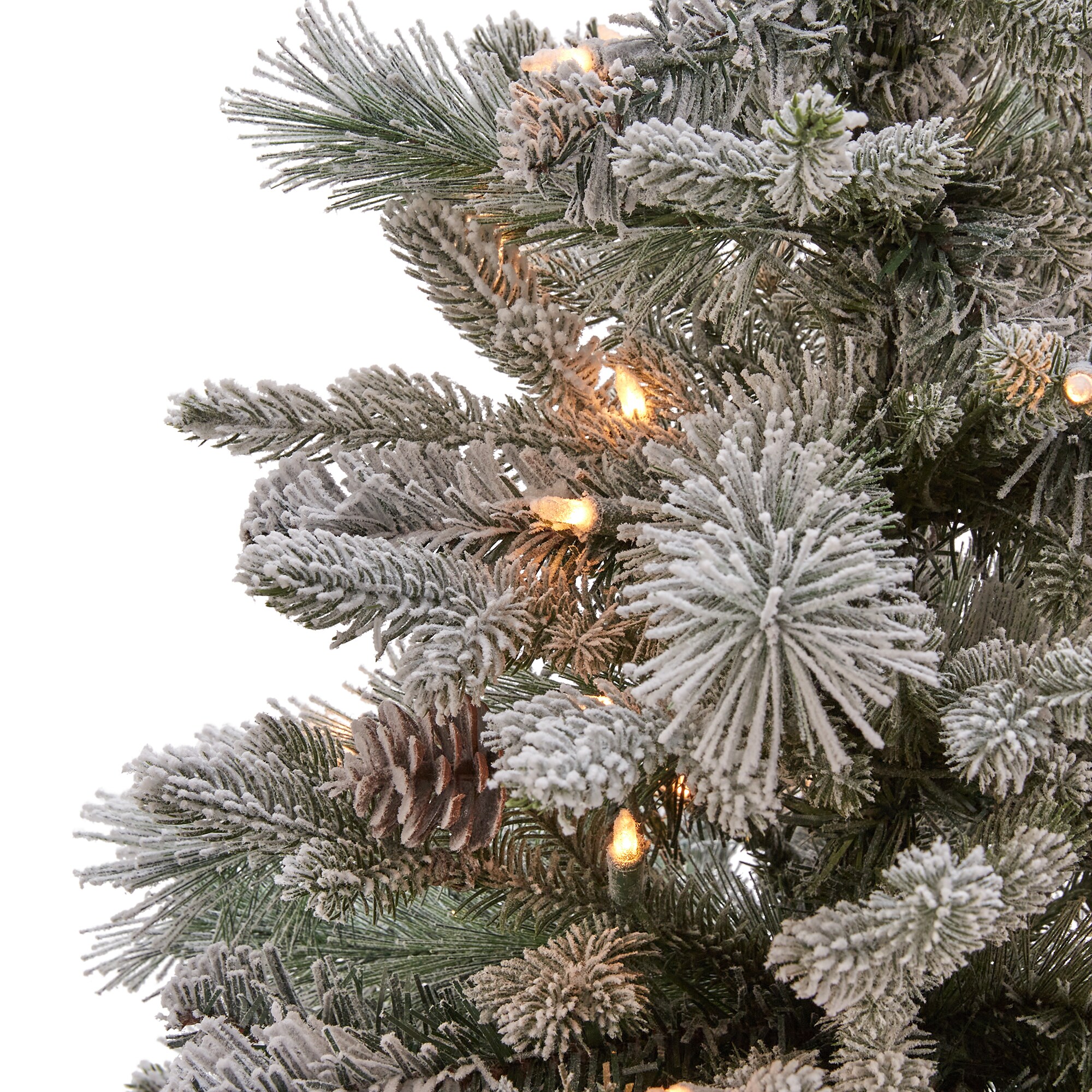 Holiday Living 4.5-ft Pine Pre-lit Slim Flocked Artificial Christmas ...